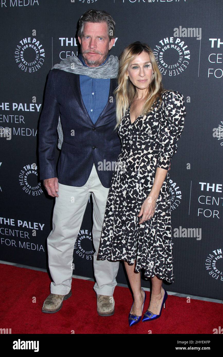 Thomas Haden Church & Sarah Jessica Parker am 8. Februar 2018 fand im Paley Center for Media ein Abend mit der Darsteller der „Scheidung“ statt Stockfoto