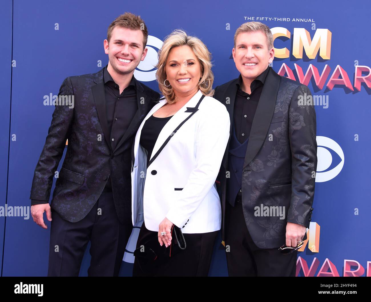 Chase Chrisley, Julie Chrisley und Todd Chrisley bei den Academy of Country Music Awards 53., die am 15. April 2018 in Las Vegas in der MGM Grand Garden Arena verliehen wurden Stockfoto