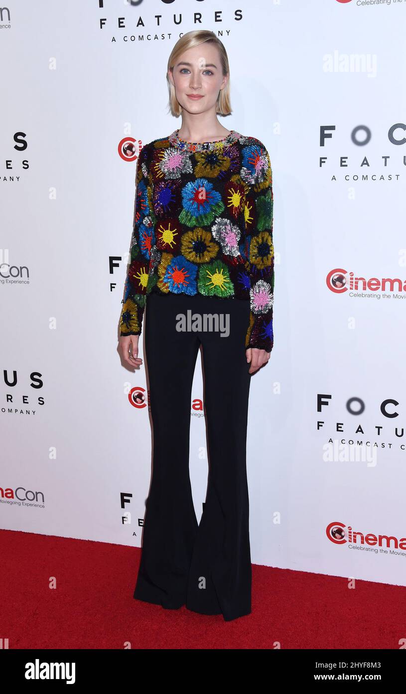 Saoirse Ronan nimmt am 25. April 2018 an den Focus Features auf der CinemaCon in Las Vegas, USA, Teil. Stockfoto