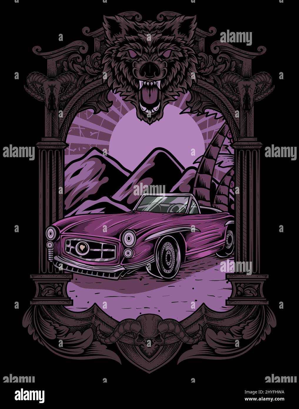 Illustration Oldtimer Retro-Stil Stock Vektor