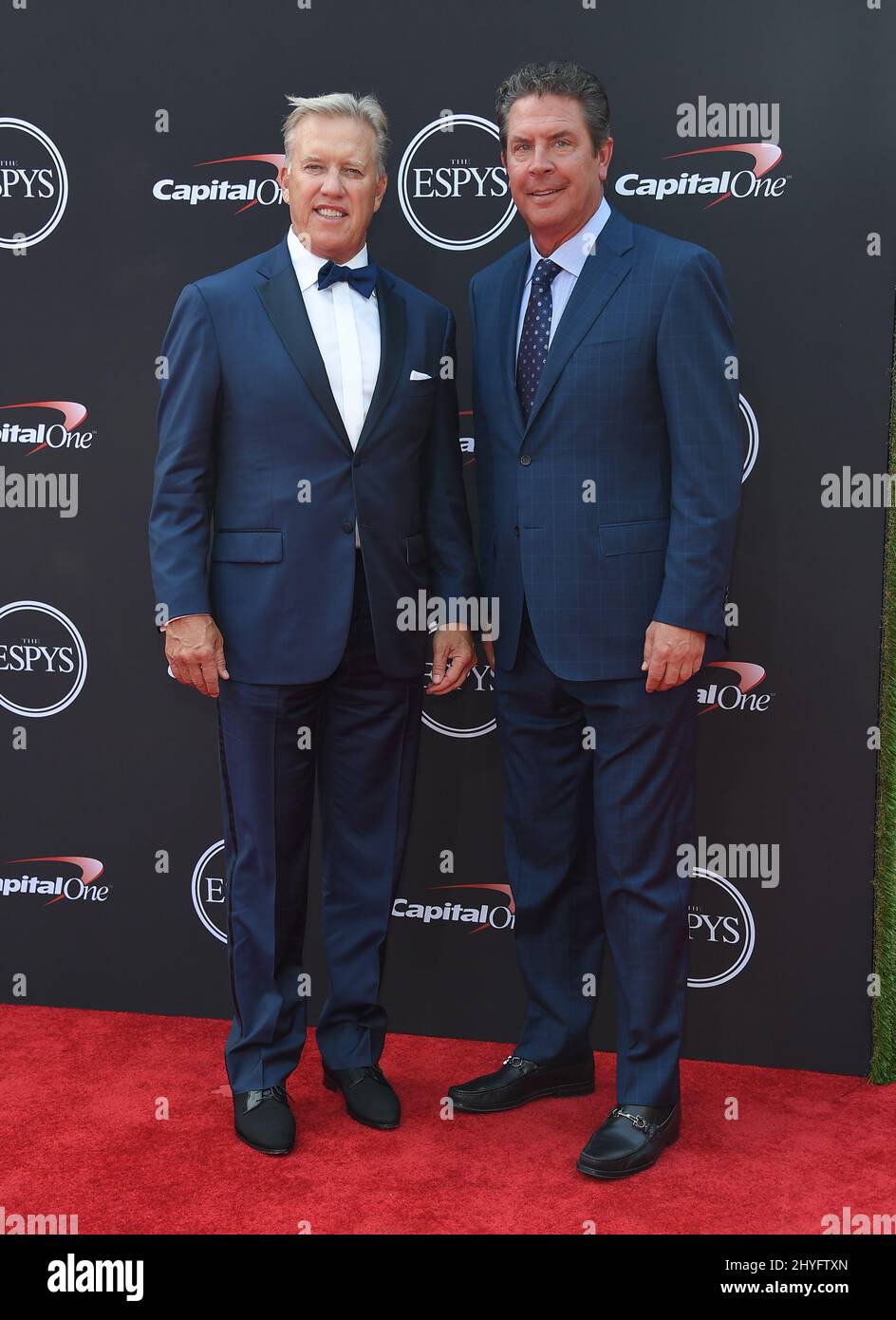 John Elway und Dan Marino bei den ESPY Awards 2018 im Microsoft Theater L.A. Live am 18. Juli 2018 in Los Angeles, CA. Stockfoto