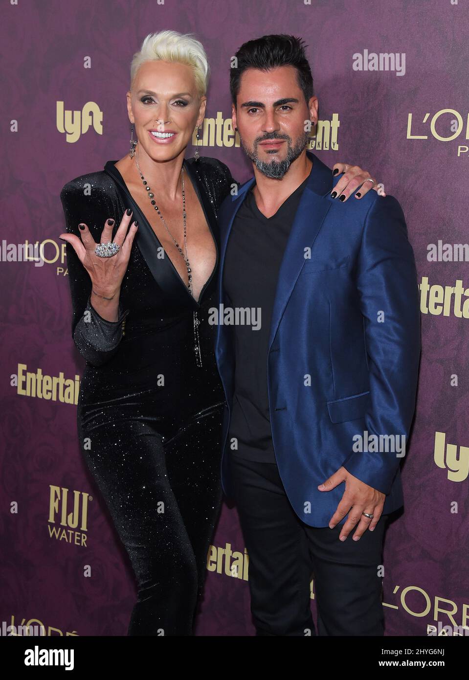 Brigitte Nielsen und Mattia Dessi nehmen am 15. September an der Entertainment Weekly Pre-Emmy Party 2018 im Sunset Tower Hotel Teil Stockfoto