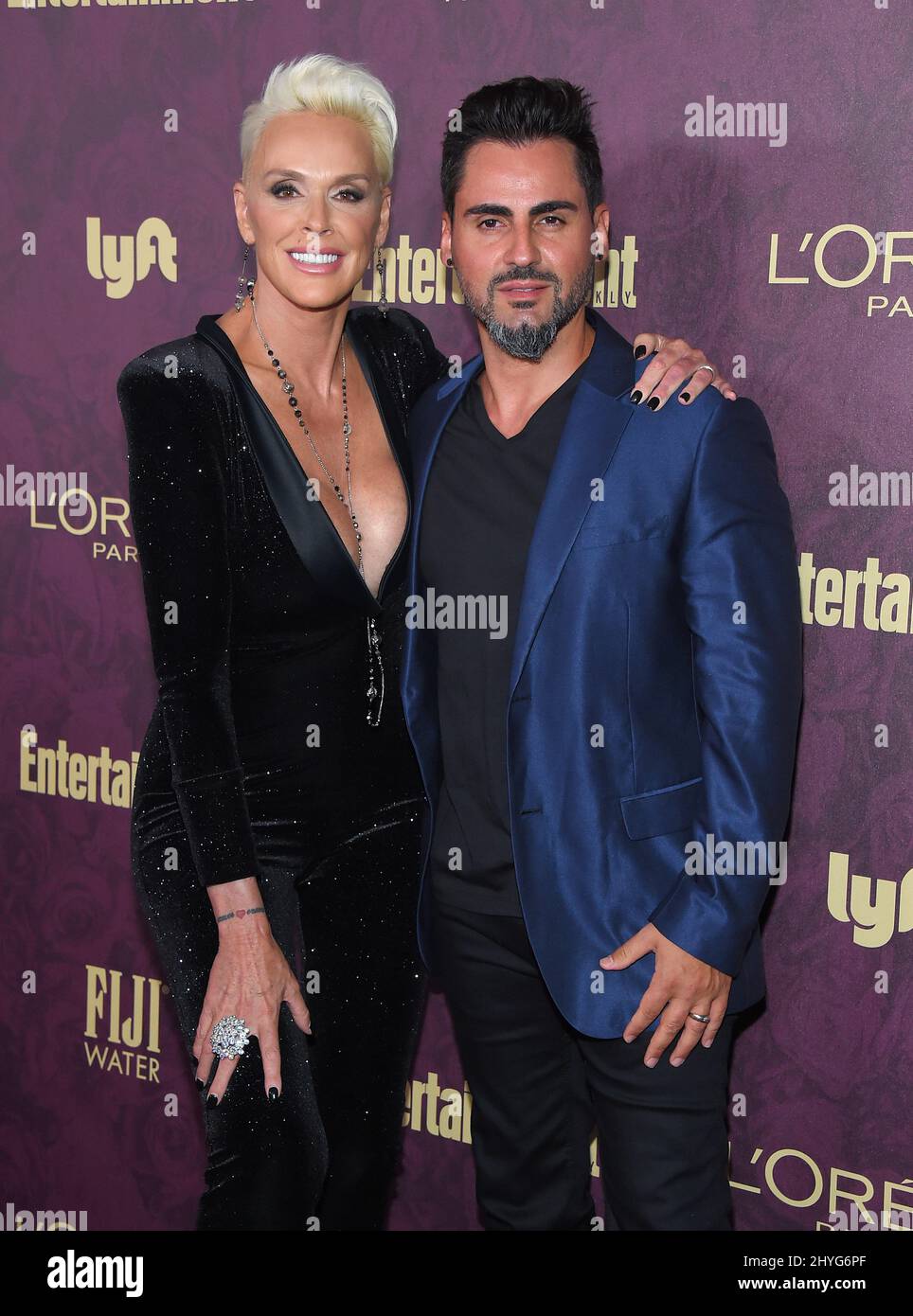 Brigitte Nielsen und Mattia Dessi nehmen am 15. September an der Entertainment Weekly Pre-Emmy Party 2018 im Sunset Tower Hotel Teil Stockfoto