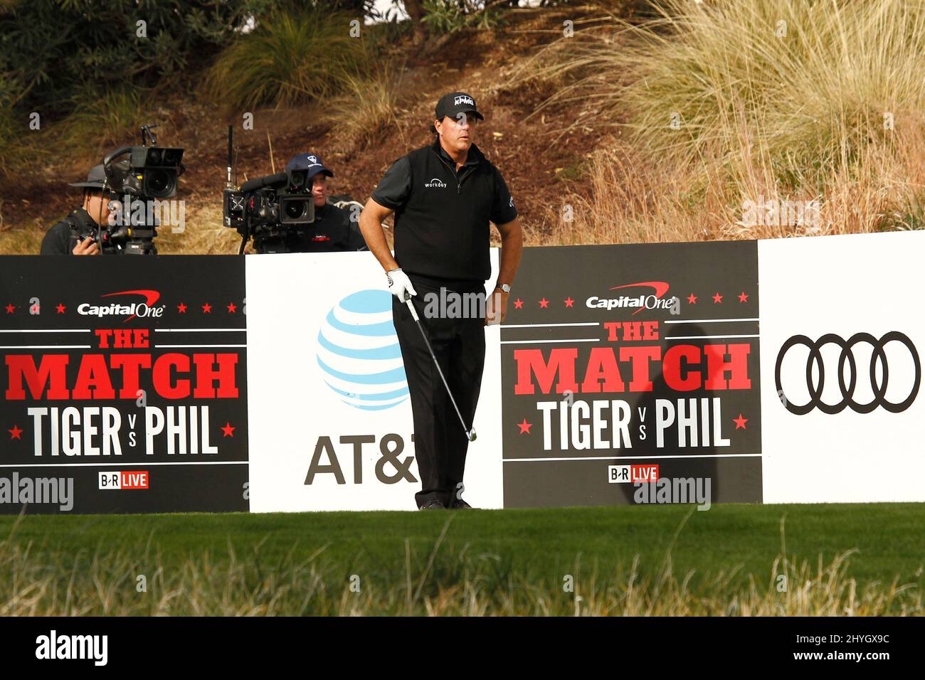 Phil Mickelson im „The Match“ von Capital One: Tiger Woods gegen Phil Mickelson auf dem Shadow Creek Golf Course in Las Vegas, USA. Stockfoto