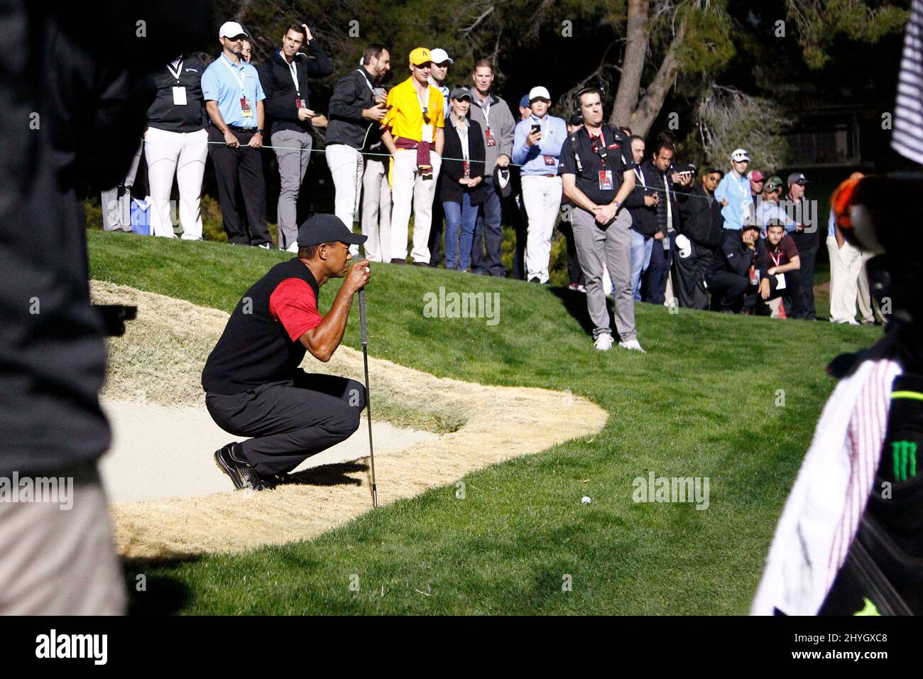 Tiger Woods im „The Match“ von Capital One: Tiger Woods gegen Phil Mickelson auf dem Shadow Creek Golf Course in Las Vegas, USA. Stockfoto