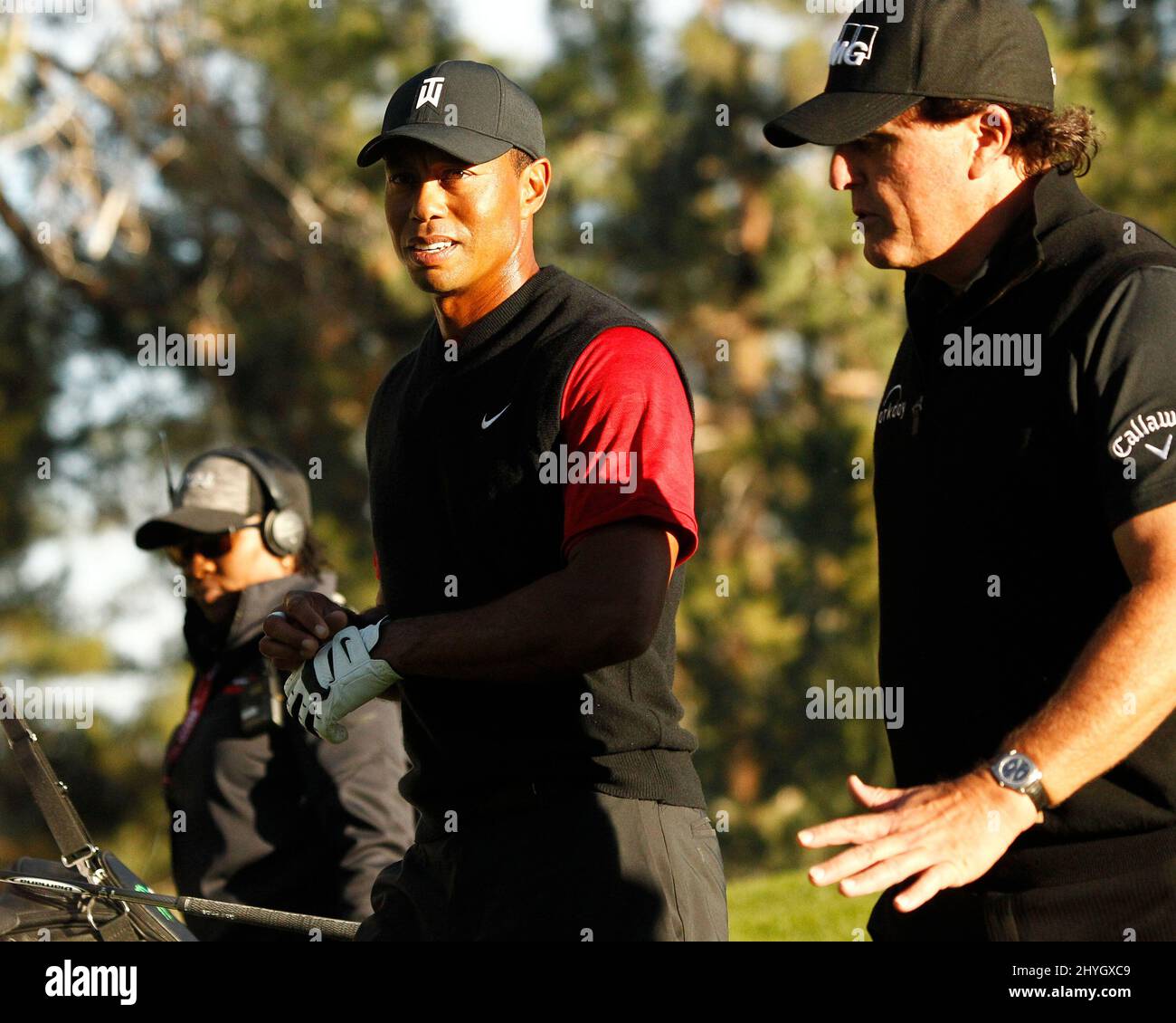 Tiger Woods, Phil Mickelson im „The Match“ von Capital One: Tiger Woods gegen Phil Mickelson auf dem Shadow Creek Golf Course in Las Vegas, USA. Stockfoto