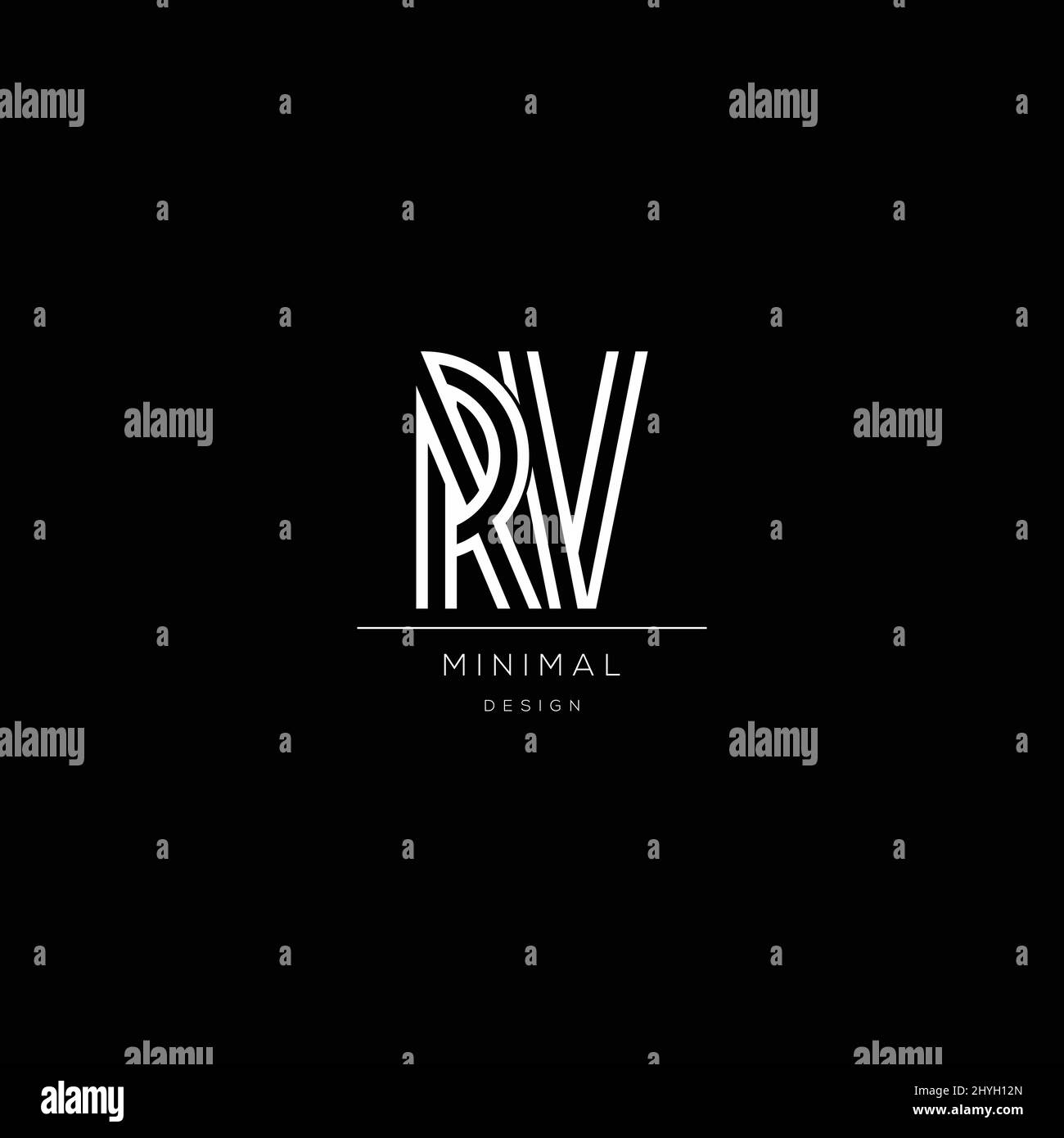 RV-Logo-Vektor, anfängliches Konzept-Symbol-Logo Stock Vektor