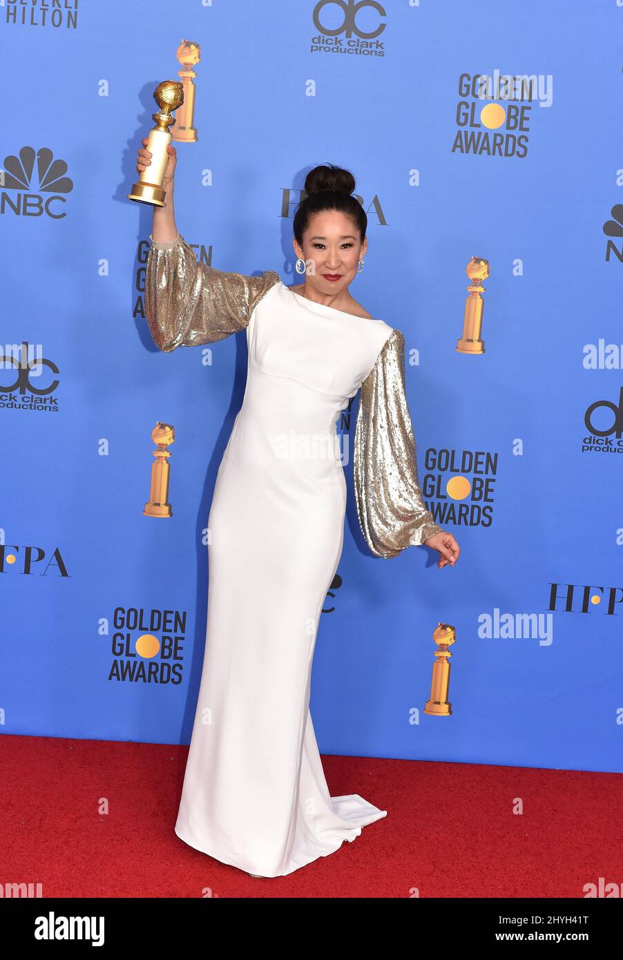 Sandra Oh bei den jährlichen Golden Globe Awards 76., die am 6. Januar 2019 im Beverly Hilton Hotel in Beverly Hills, CA, verliehen wurden. Stockfoto