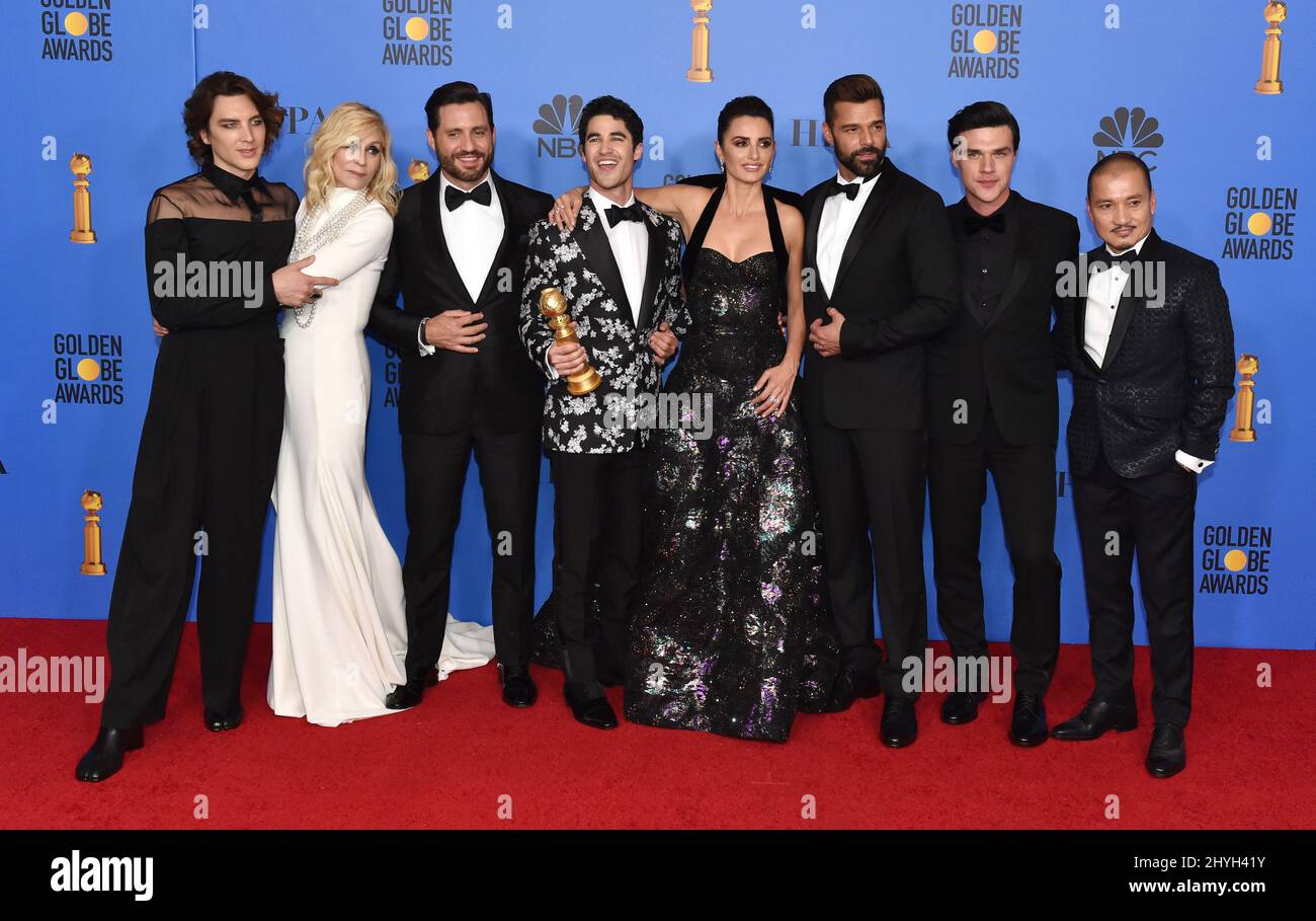 Cody Fern, Darren Criss, Judith Light, Edgar Ramirez, Penelope Cruz, Ricky Martin und Finn Wittrock bei den jährlichen Golden Globe Awards 76., die am 6. Januar 2019 im Beverly Hilton Hotel in Beverly Hills, CA, verliehen wurden. Stockfoto