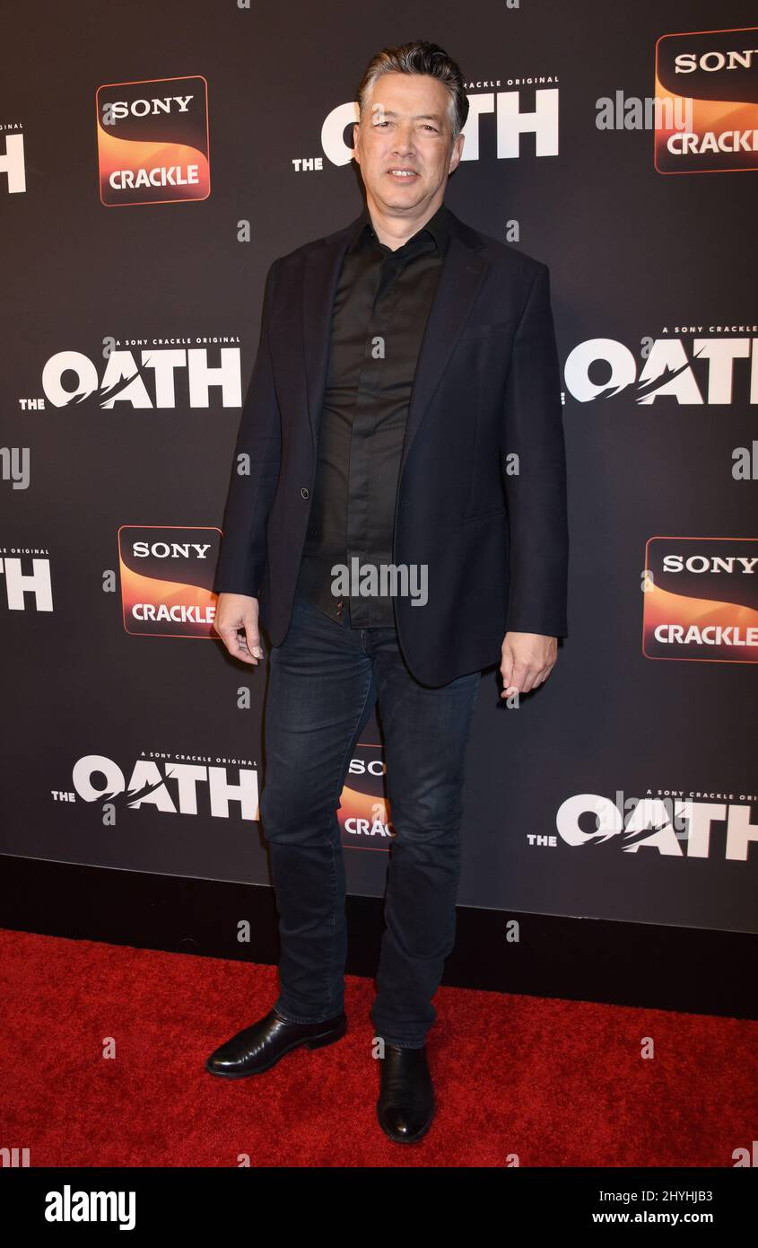 Russell Wong nimmt am Screening Event der „The Oath“-Saison 2 von Sony Crackle in Los Angeles, Kalifornien, Teil Stockfoto