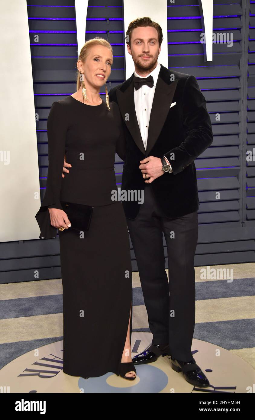 Sam Taylor-Johnson und Aaron Taylor-Johnson nahmen an der Vanity Fair Oscar Party 2019 im Wallis Annenberg Center for the Performing Arts in Beverly Hills, Kalifornien, Teil Stockfoto