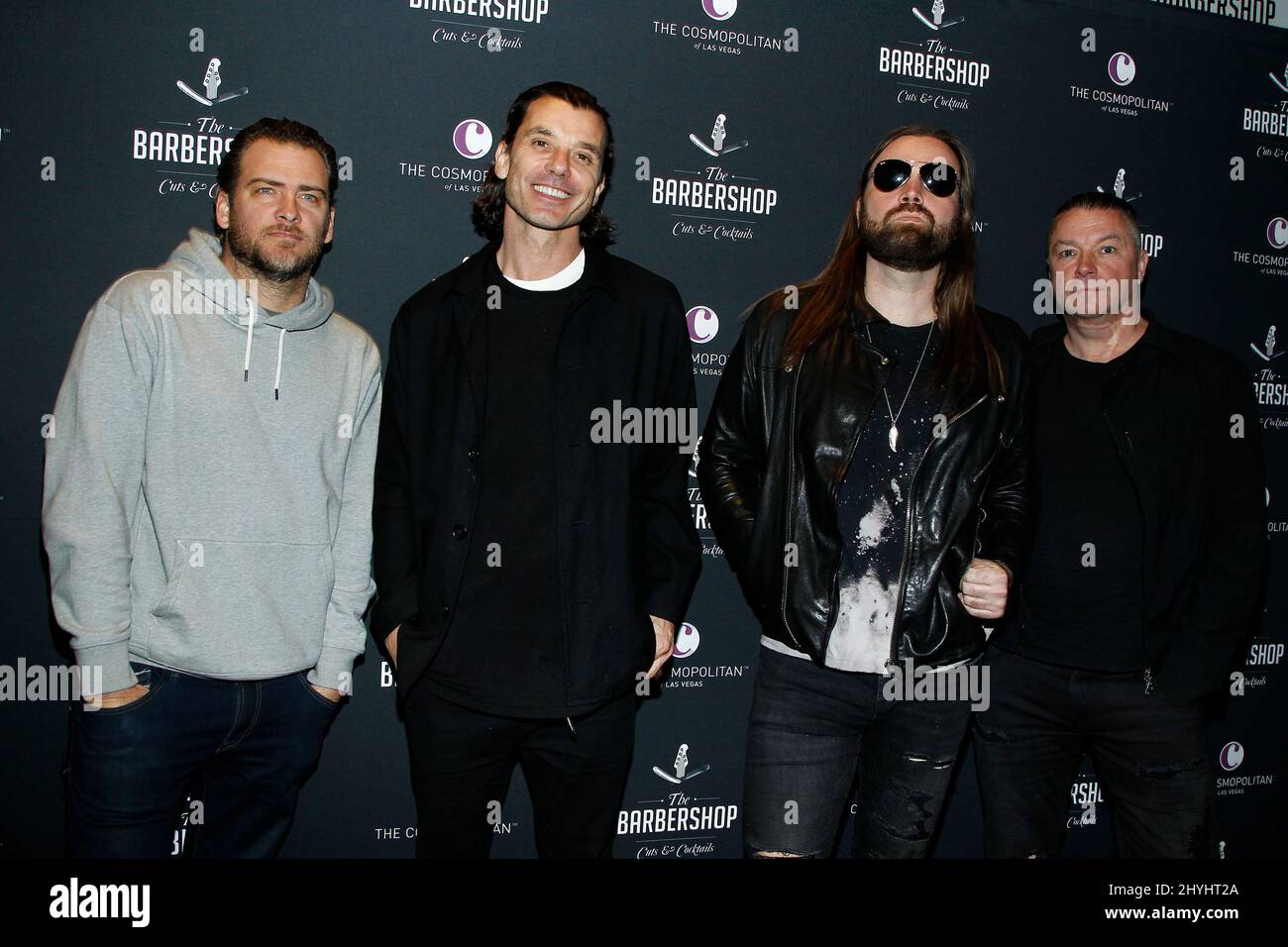 Corey Britz, Gavin Rossdale, Chris Traynor, Robin Goodridge von B bei BUSH Kick Off Grand Opening Weekend at the Barbershop Cuts & Cocktails in the Cosmopolitan am 15. März 2019 in Las Vegas, NV. Stockfoto