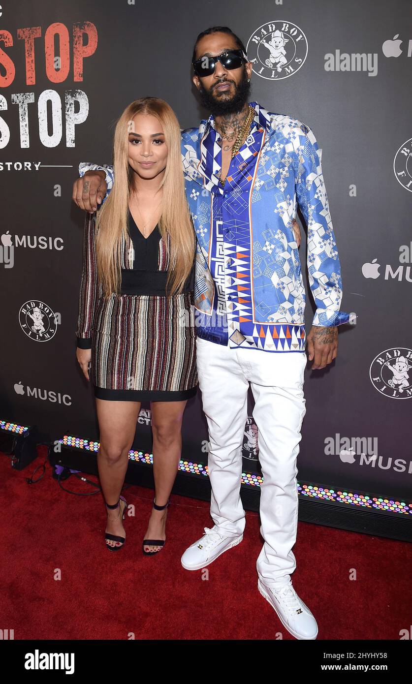 Nipsey hussle alias Ermias Ashgedom wurde am 31. März 2019 bei einer Schießerei vor seinem Marathon-Bekleidungsgeschäft in Los Angeles, ca., getötet. Stockfoto