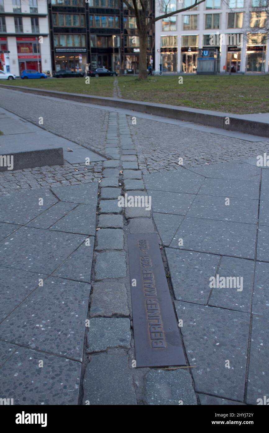 Standort der Berliner Mauer - Berliner Mauer - Potsdamer Platz Berlin Deutschland Stockfoto