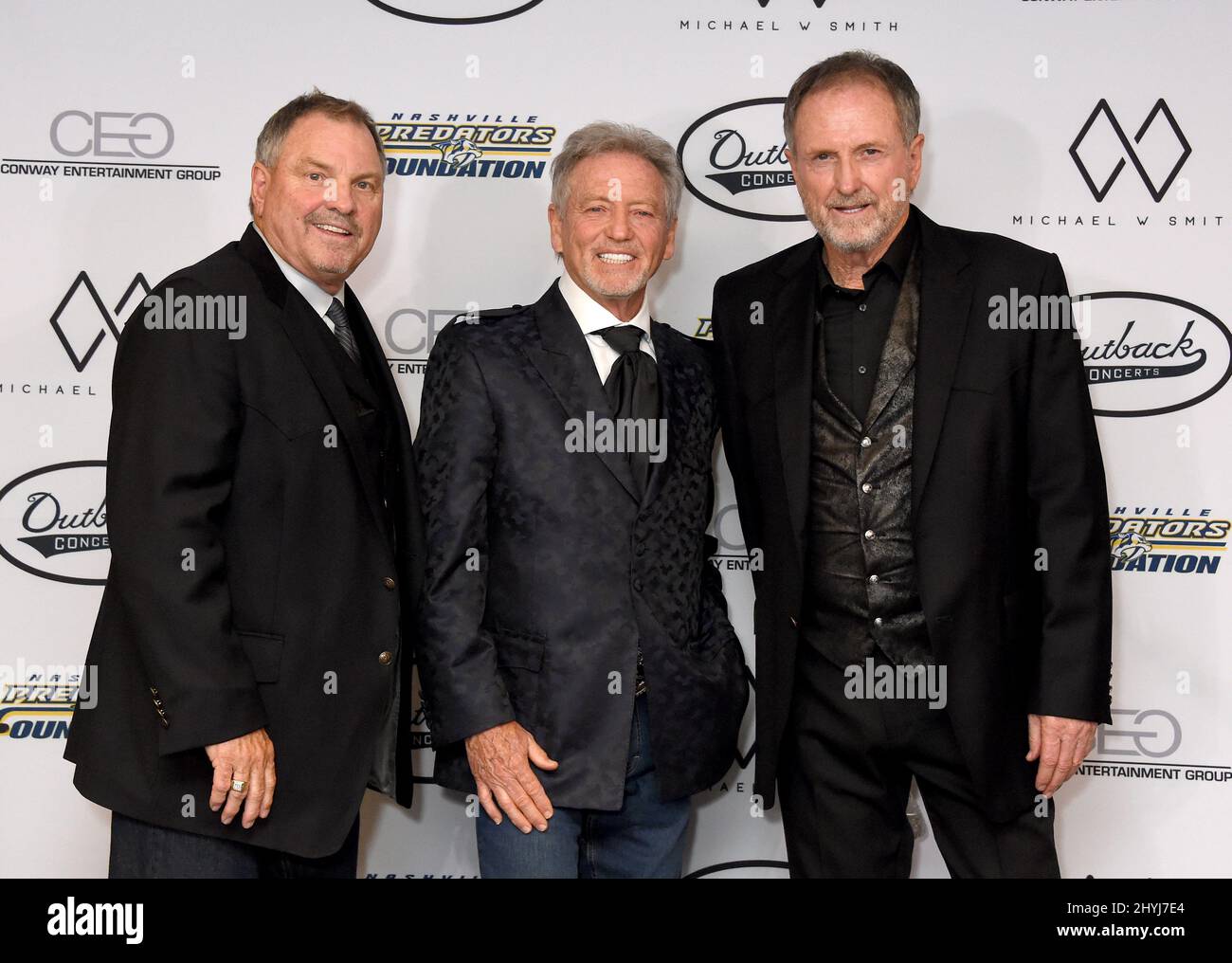 Steve Gatlin, Larry Gatlin und Rudy Gatlin von den Gatlin Brothers beim '35 Years of Friends: Celebrating the Music of Michael W. Smith' Tribute Concert, das am 30. April 2019 in der Bridgestone Arena in Nashville stattfand Stockfoto