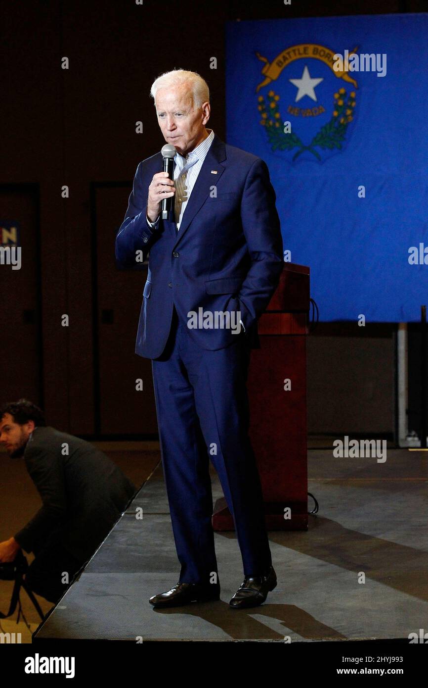 Joe Biden spricht bei der Joe Biden 2020 Presidential Campaign in Las Vegas bei der International Union of Painters and Allied Trades Local Stockfoto