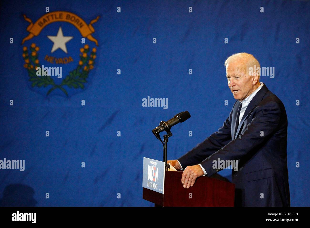 Joe Biden spricht bei der Joe Biden 2020 Presidential Campaign in Las Vegas bei der International Union of Painters and Allied Trades Local Stockfoto