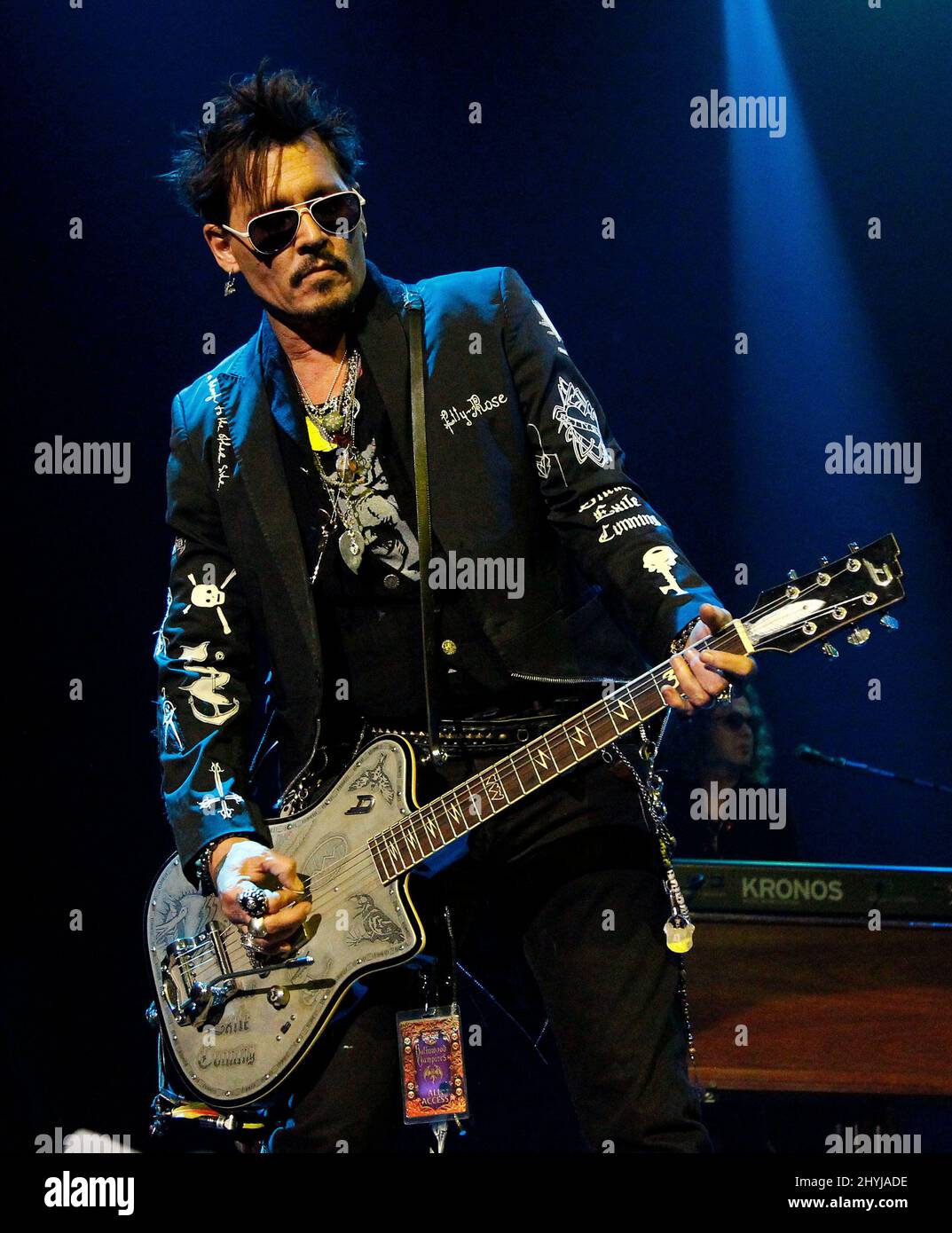 Johnny Depp auf der Bühne beim Hollywood Vampires Konzert im The Joint im Hard Rock Hotel & Casino Stockfoto