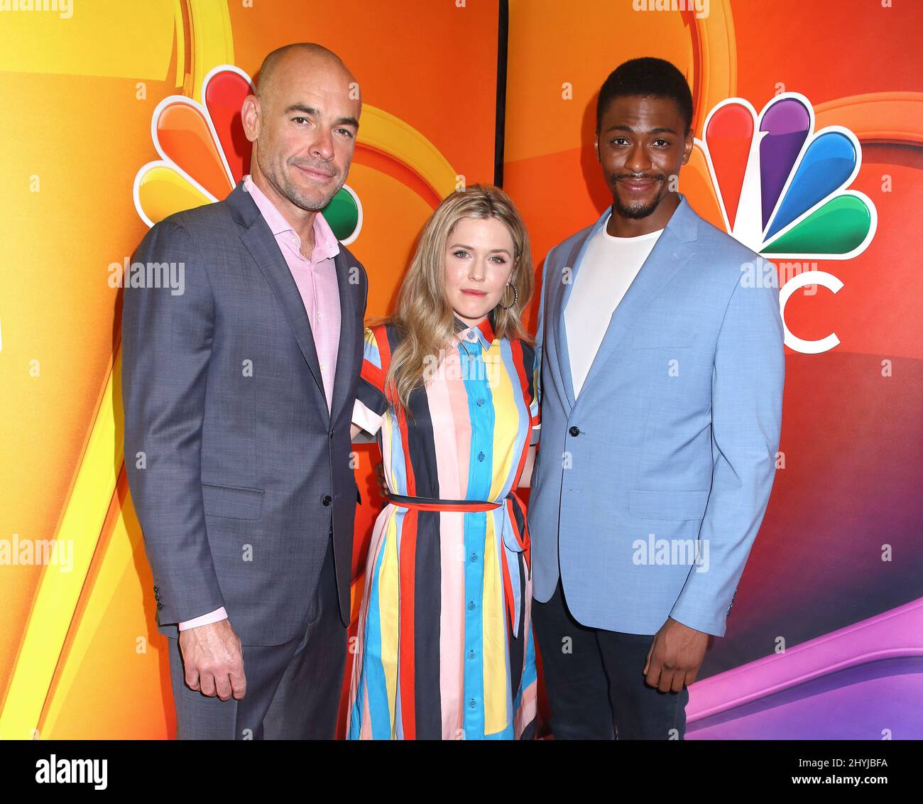 Paul Blackthorne, Harriet Dyer und Justin Cornwell bei NBCUniversal im Vorfeld in New York Stockfoto