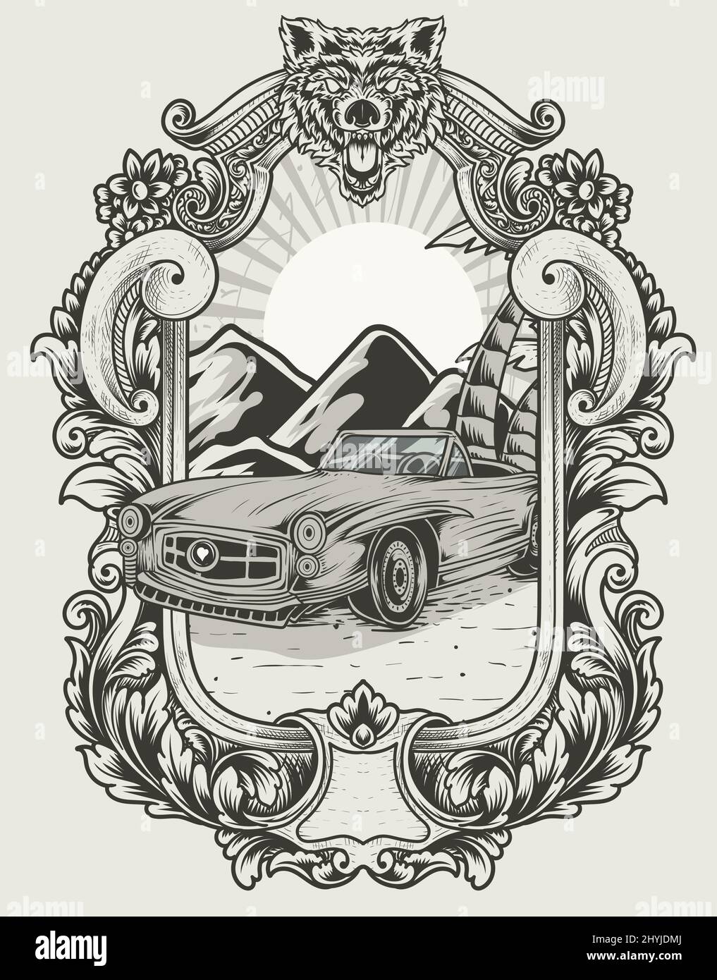 Illustration Oldtimer Retro-Stil Stock Vektor