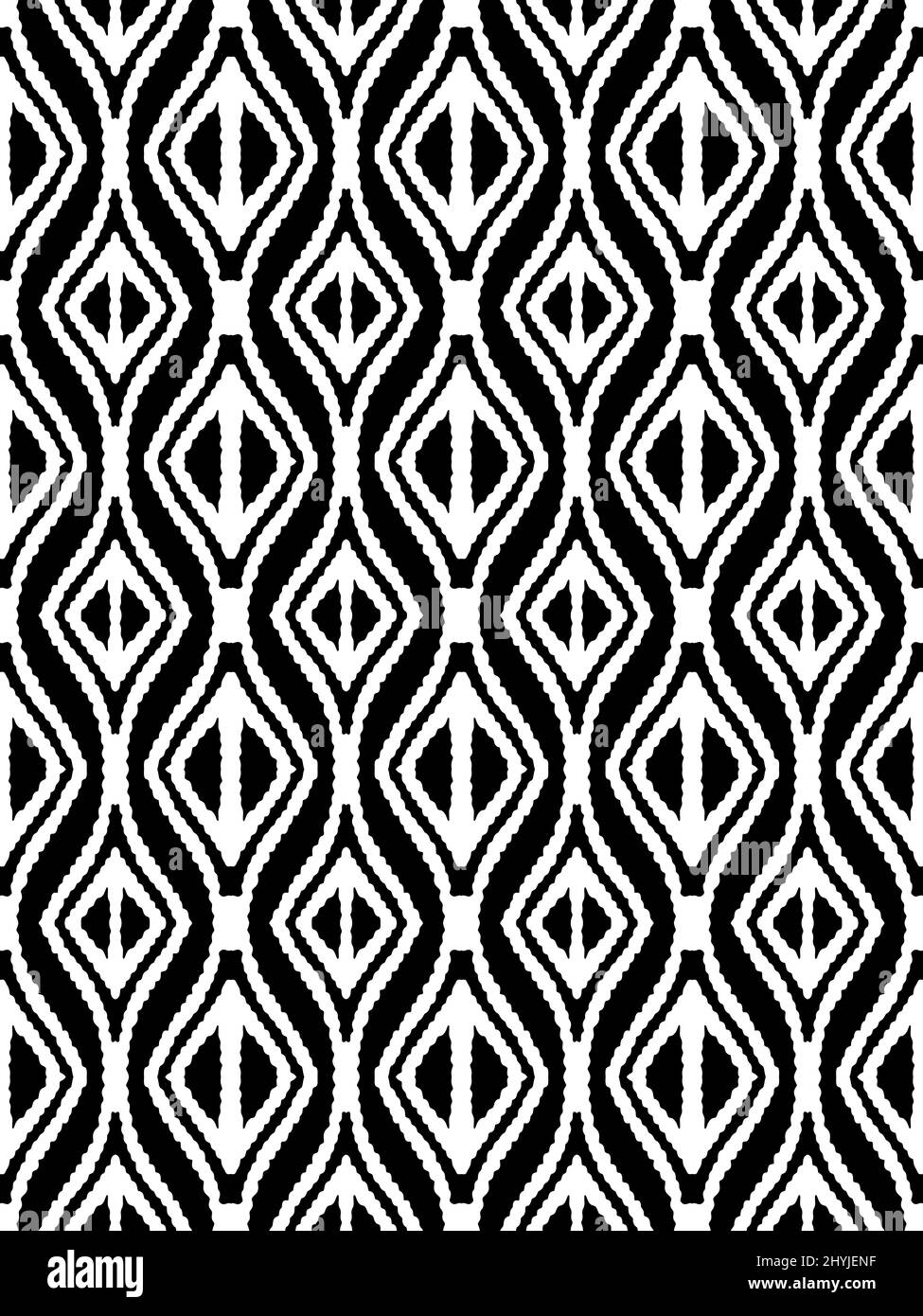 Nahtloses Muster mit Ethno-Motiven in Schwarz und Weiß Stockfoto
