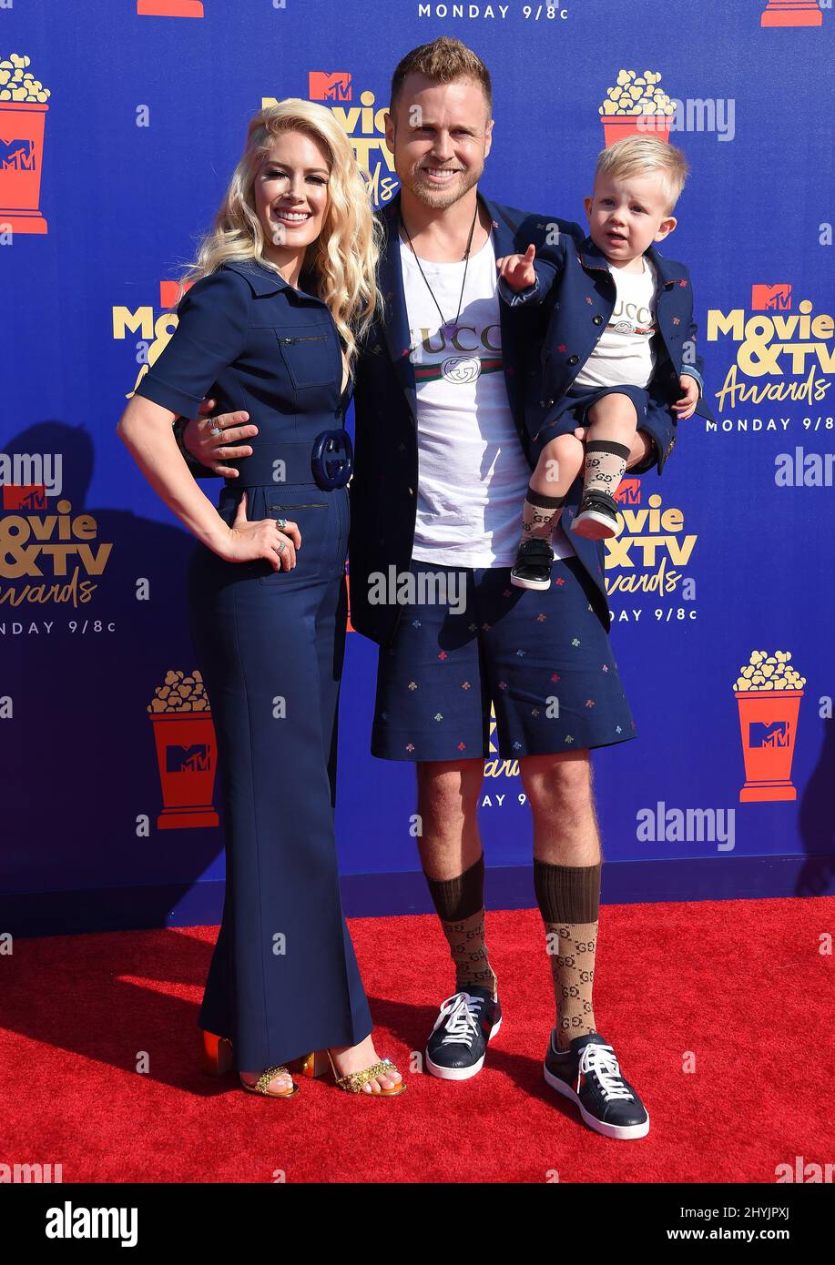 Heidi Montag, Spencer Pratt und Gunner Stone kommen am 15. Juni 2019 in Santa Monica zu den MTV Movie & TV Awards 2019 bei Barker Hanger Stockfoto