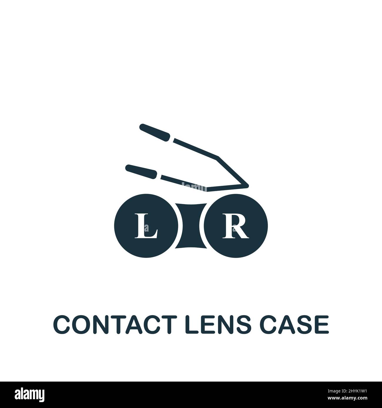 Symbol für Kontaktlinsengehäuse. Monochromes, einfaches Symbol für Vorlagen, Webdesign und Infografiken Stock Vektor