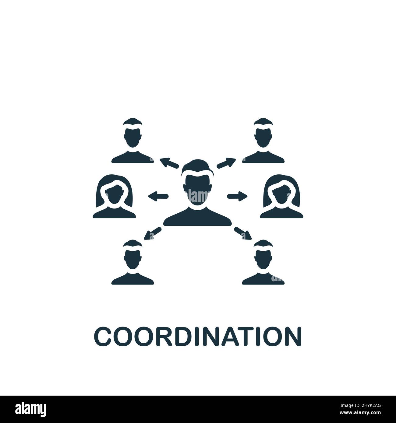 Koordinationssymbol. Monochromes, einfaches Symbol für Vorlagen, Webdesign und Infografiken Stock Vektor