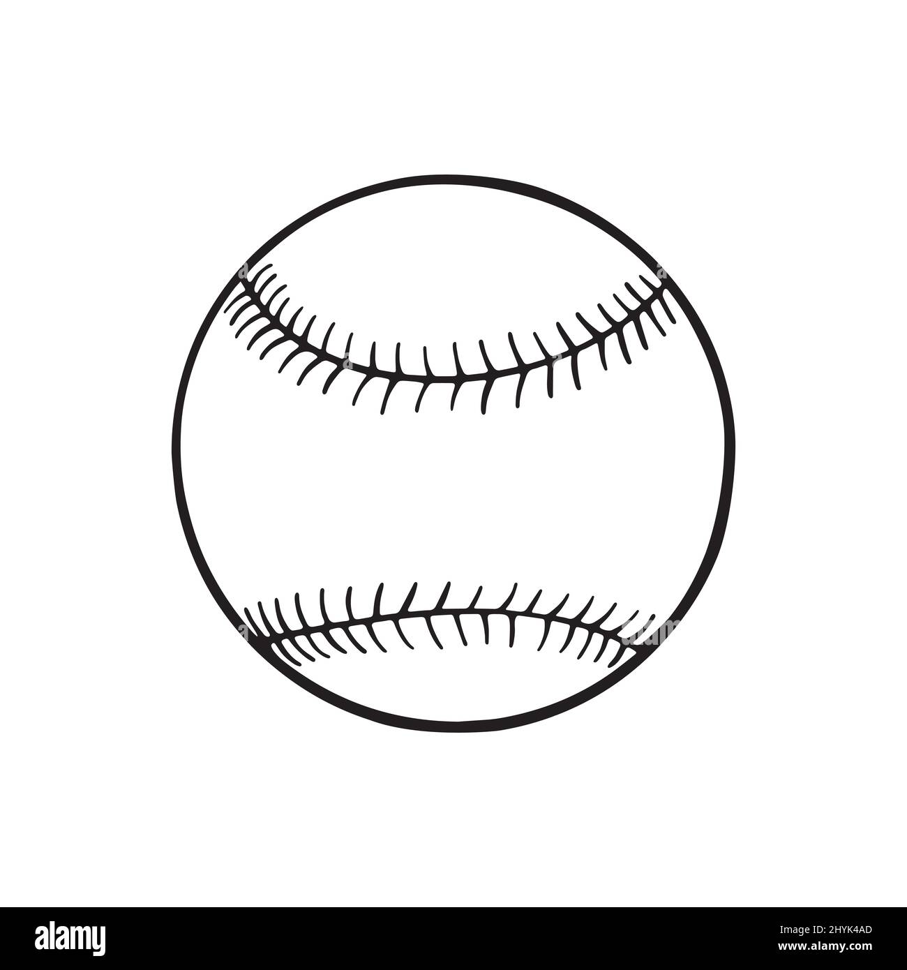 Baseballsymbol in Doodle-Skizzenlinien. Sport Champion Wettkampfteam. Stock Vektor