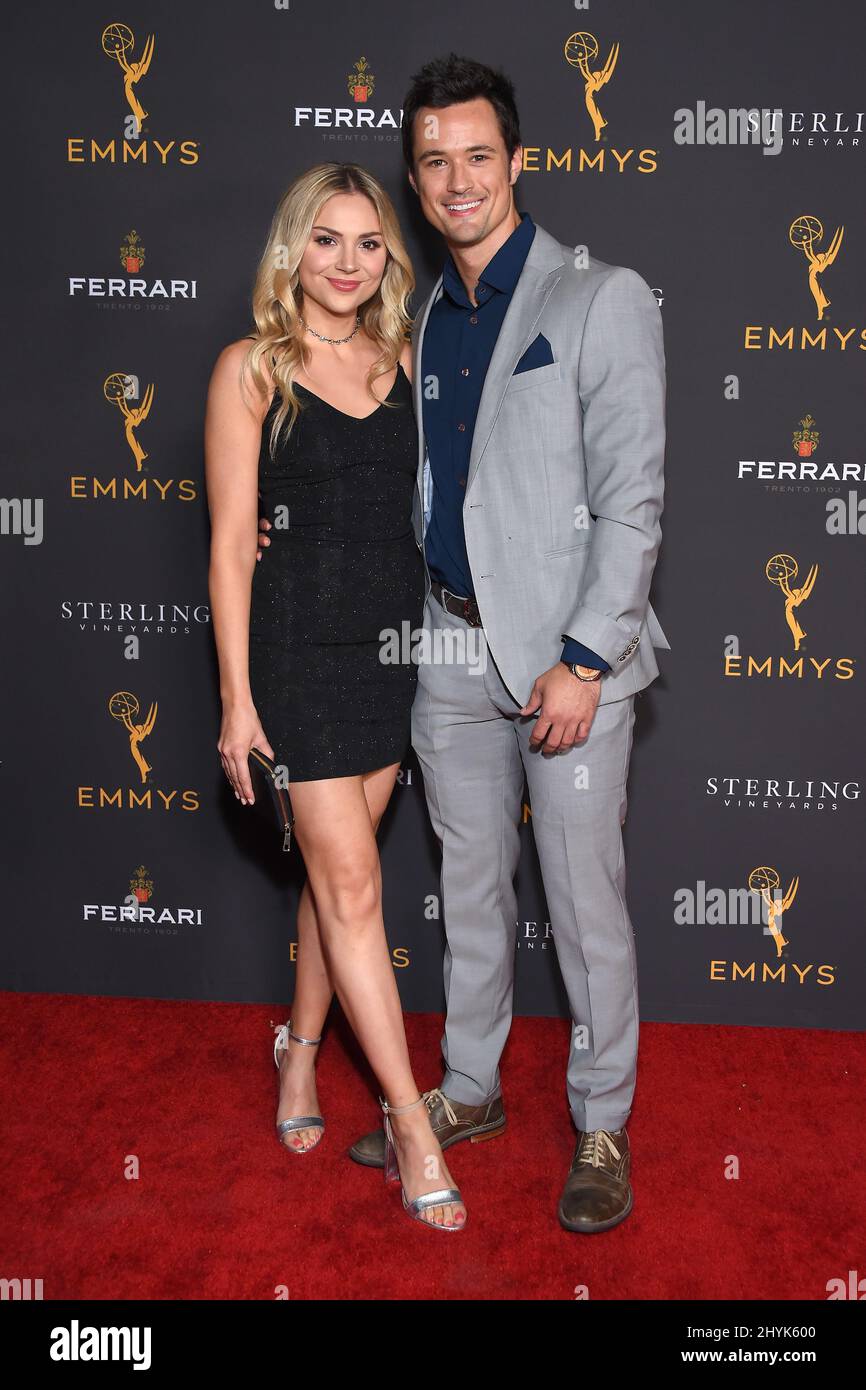 Matthew Atkinson und Karissa Lee Staples kommen am 28. August 2019 zum Empfang der Daytime Programming Peer Group in der Television Academy in North Hollywood, USA. Stockfoto