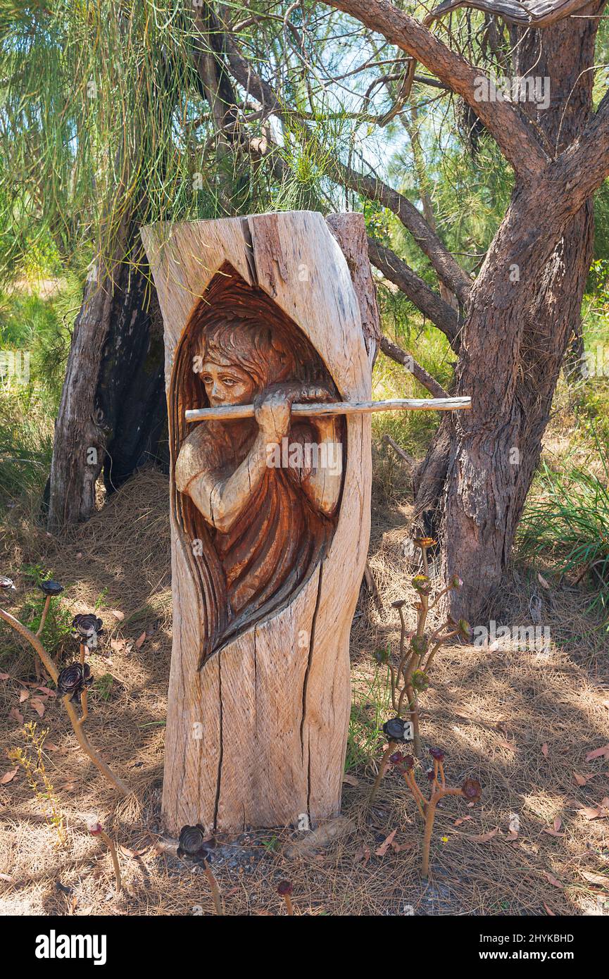 Holzschnitzereien entlang des Chainsaw Sculptures Drive, einer beliebten Touristenattraktion, Albany, Western Australia, WA, Australien Stockfoto