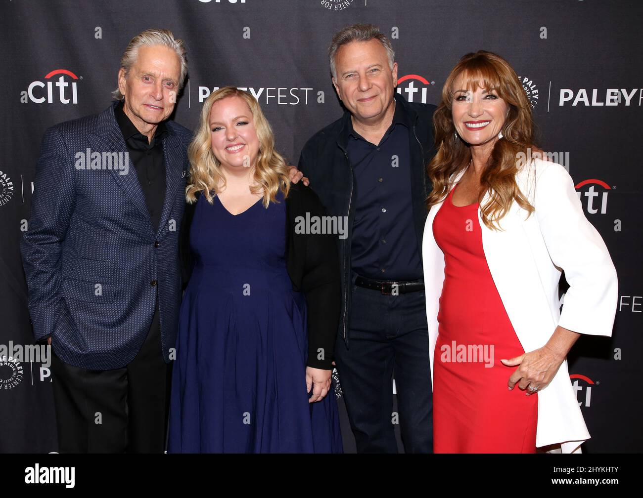 Michael Douglas, Sarah Baker, Paul Reiser & Jane Seymour beim PaleyFest New York: The Kominsky Method im Paley Center for Media Stockfoto