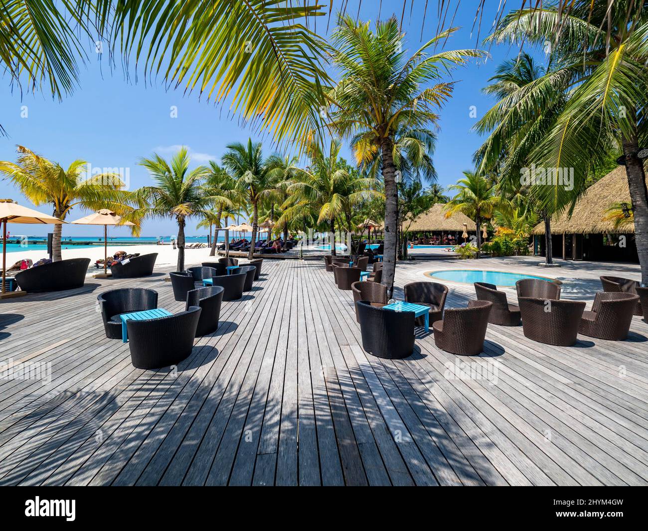 Kuredu Hotel Resort, Laviyani Atoll, Malediven, Indischer Ozean Stockfoto