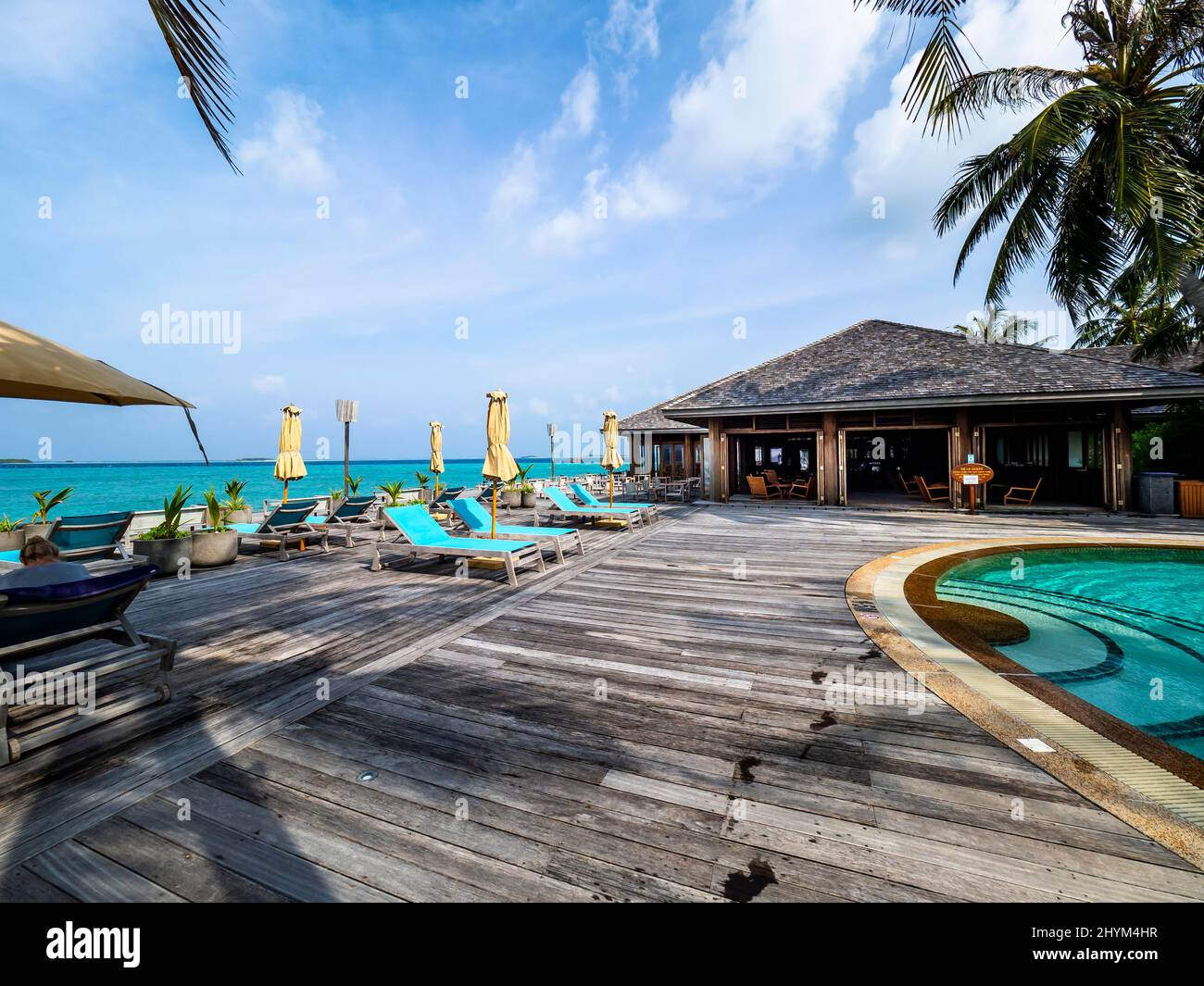 Kuredu Hotel Resort, Laviyani Atoll, Malediven, Indischer Ozean Stockfoto