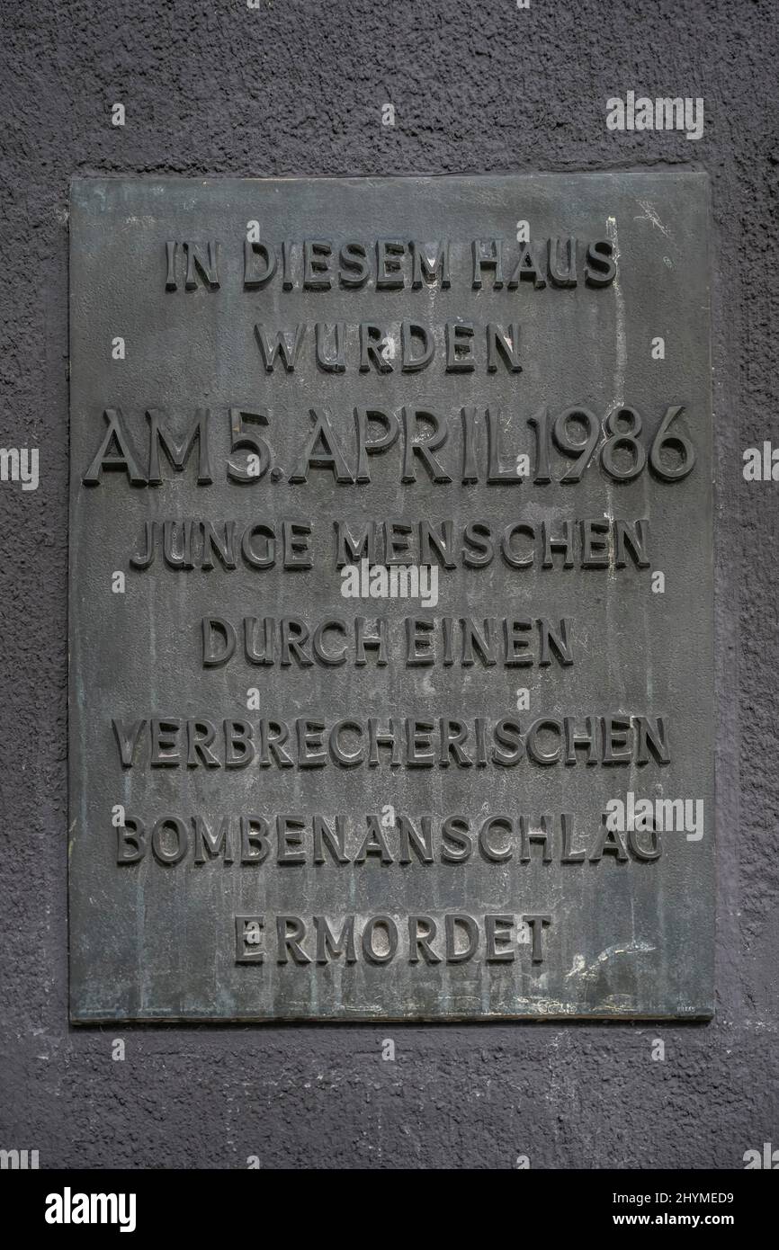 Gedenktafel Haltestelle La Belle, Roxy-Palast, Hauptstraße, Friedenau, Tempelhof-Schöneberg, Berlin, Deutschland Stockfoto