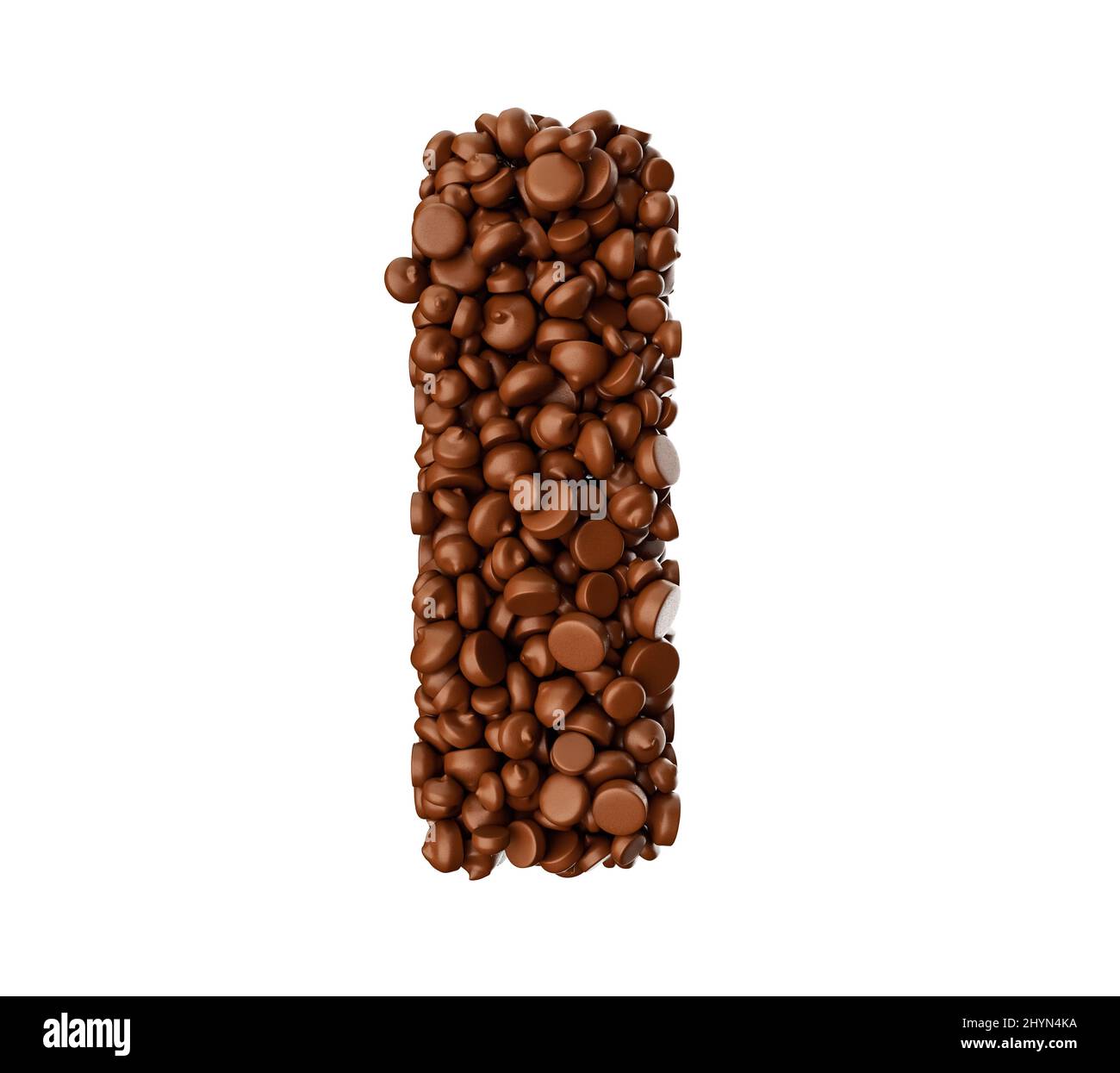 3D Illustration des Alphabets I aus Schokoladenstückchen Stockfoto