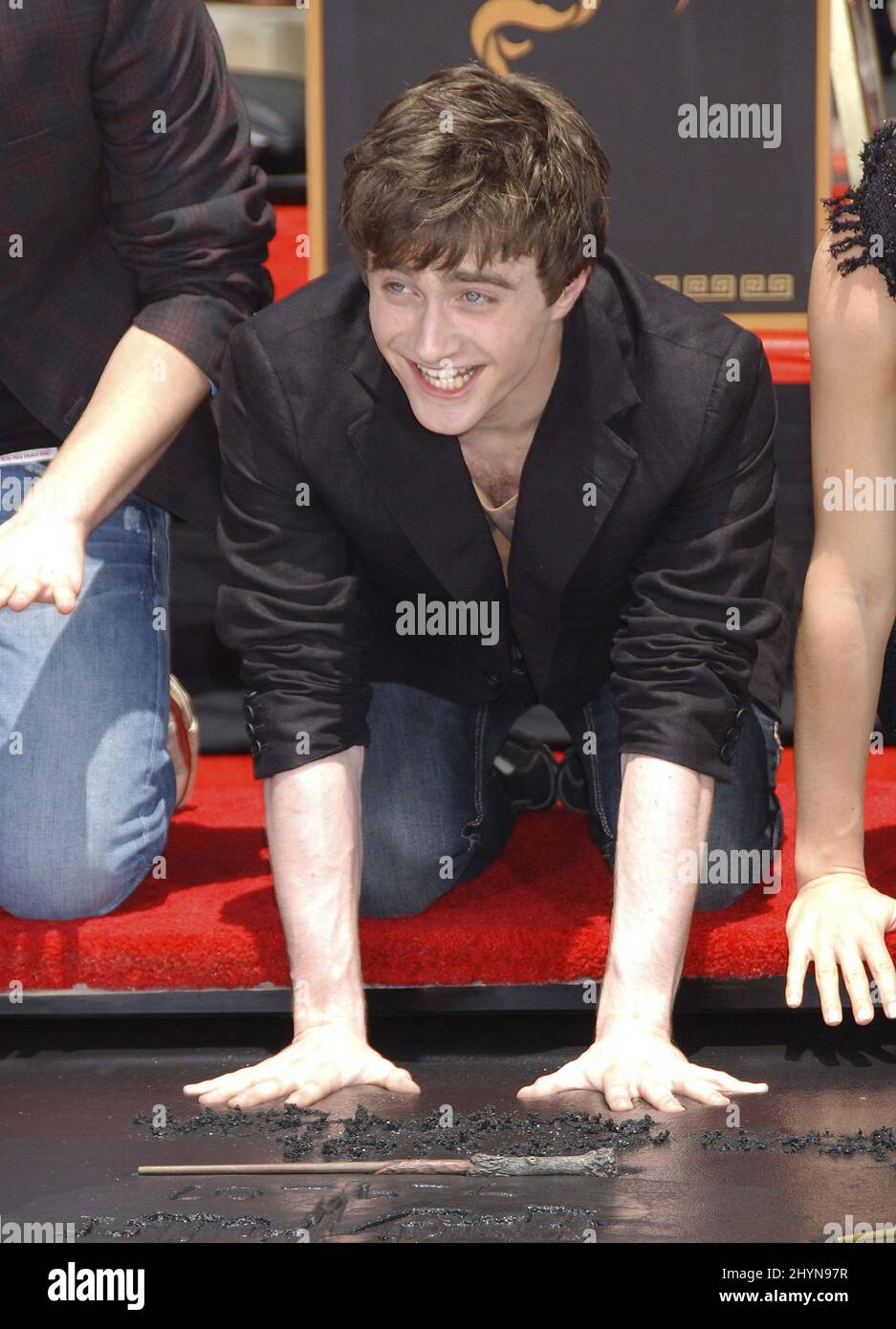 Daniel Radcliffe, Rupert Grint & Emma Watson nehmen an der „Harry Potter“-Zeremonie in Hollywood Teil. Bild: UK Press Stockfoto