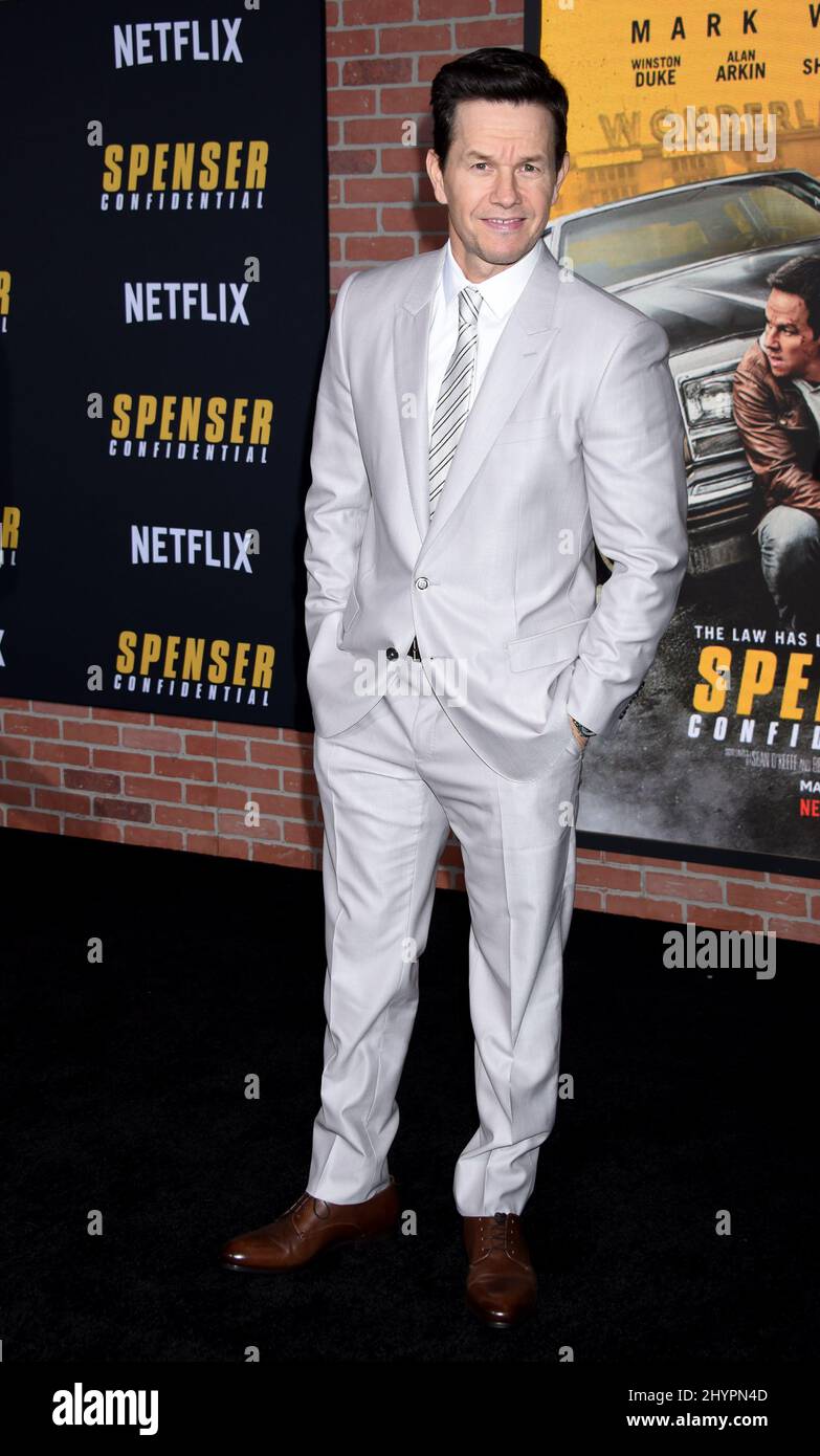 Mark Walhberg bei der Premiere von Spenser Confidential Los Angeles Stockfoto