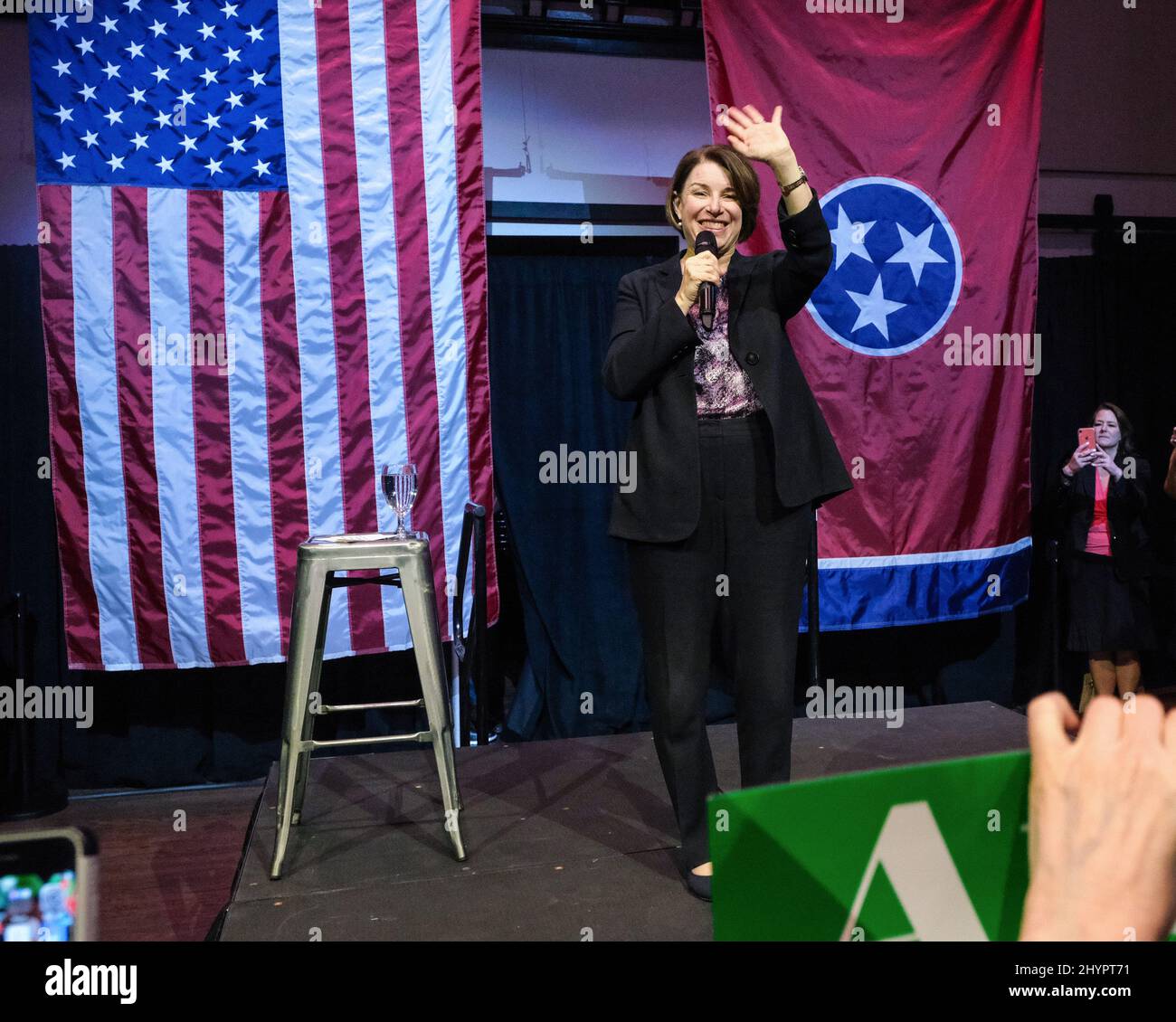 Die demokratische Präsidentschaftskandidatin, Senatorin Amy Klobuchar, ist am 28. Februar 2020 in Nashville, TN, im Wahlkampf. Stockfoto