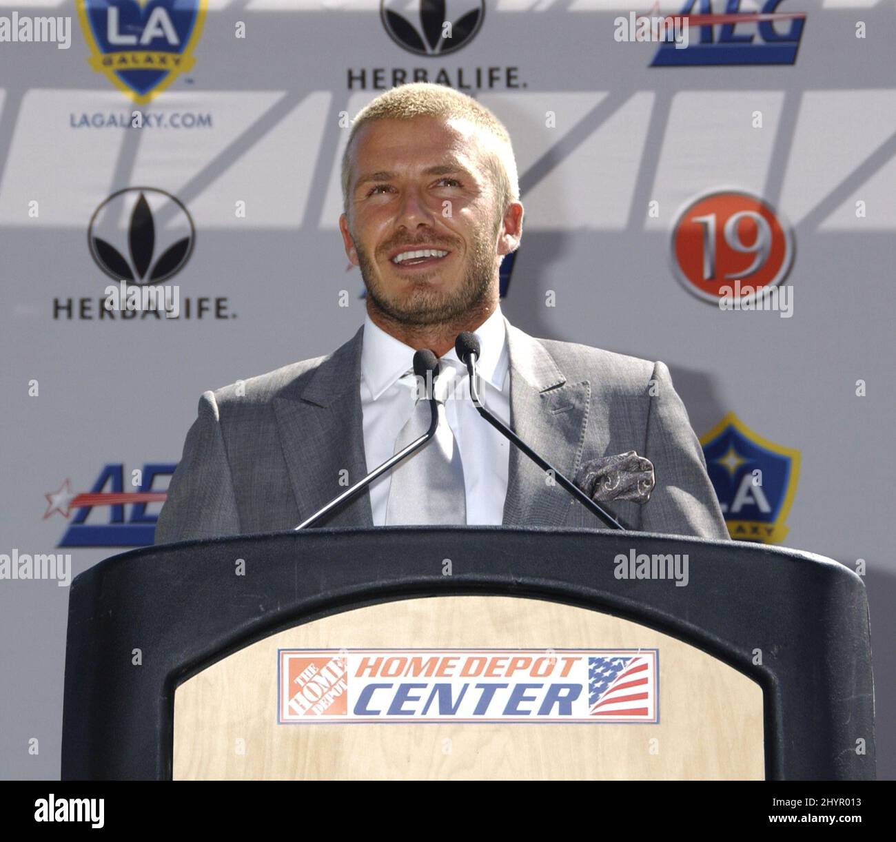 David Beckham Offizielle Präsentation der Los Angeles Galaxy im Home Depot Center in Kalifornien. Bild: UK Press Stockfoto