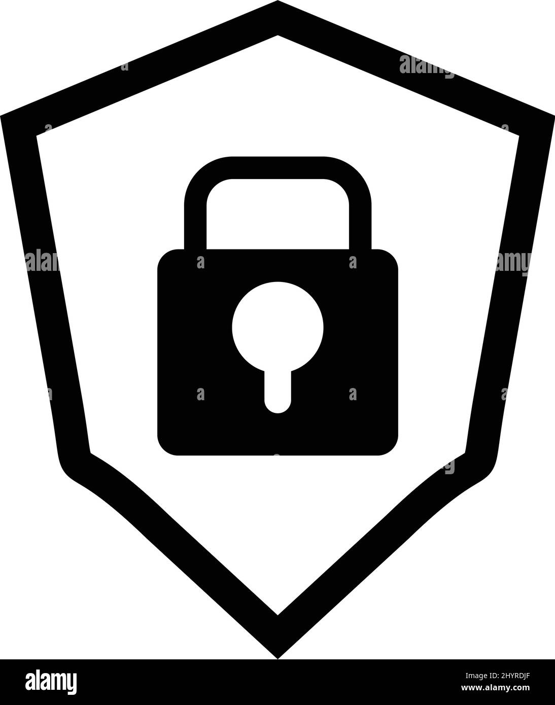 Schild und Vorhängeschloss. Sicherheitssymbol. Bearbeitbarer Vektor. Stock Vektor