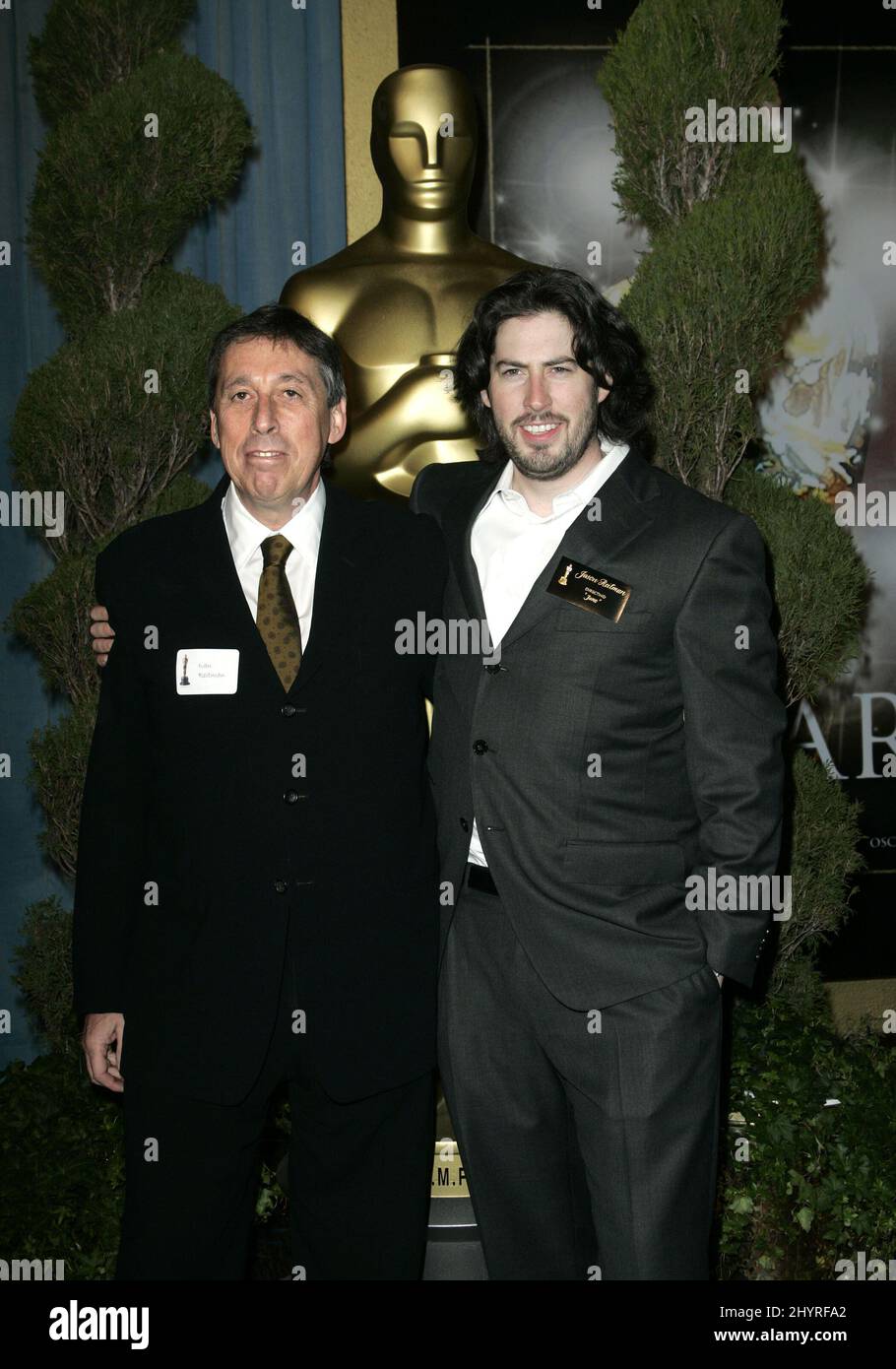 Ivan Reitman und Jason Reitman nehmen an dem für die Academy Awards nominierten Mittagessen 80. im Beverly Hilton Hotel Teil Stockfoto