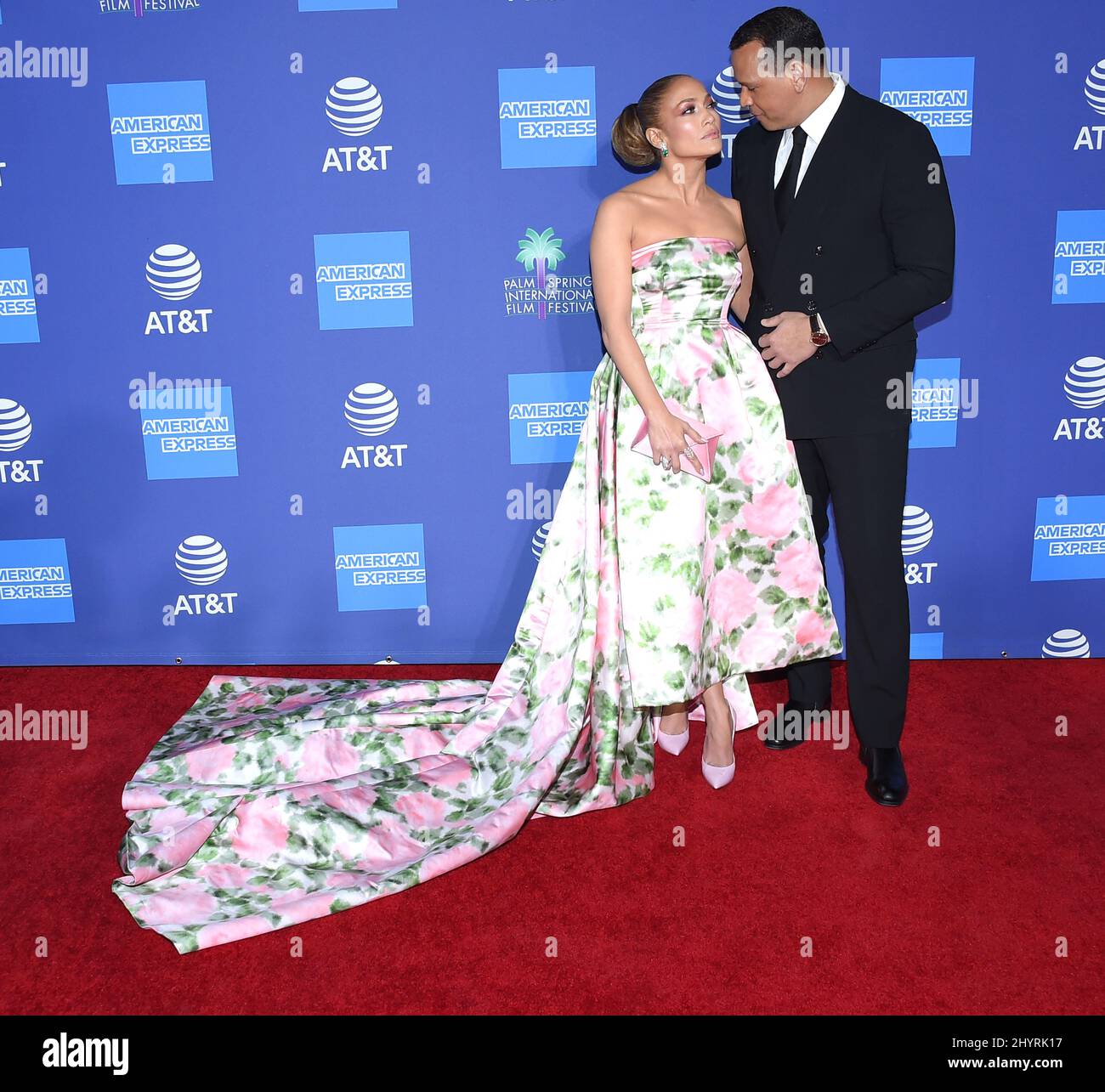 Jennifer Lopez und Alex Rodriguez teilten sich nach vier Jahren auf. Jennifer Lopez und Alex Rodriguez bei der jährlichen Gala der Palm Springs International Film Festival Awards 31., die am 2. Januar 2020 im Palm Springs Convention Center in Palm Springs, CA, stattfindet. Stockfoto