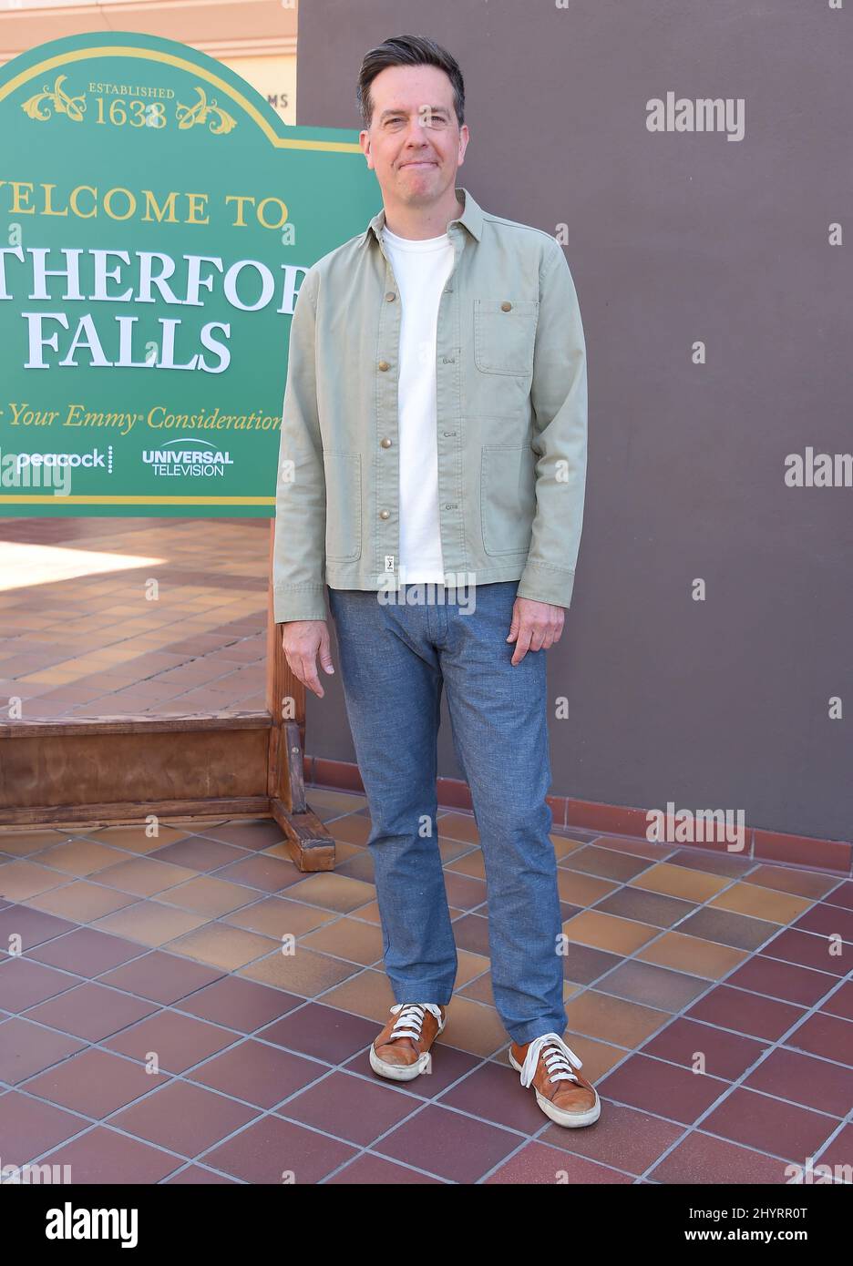 Ed Helms besuchte eine Fotozelle in Los Angeles, Kalifornien Stockfoto