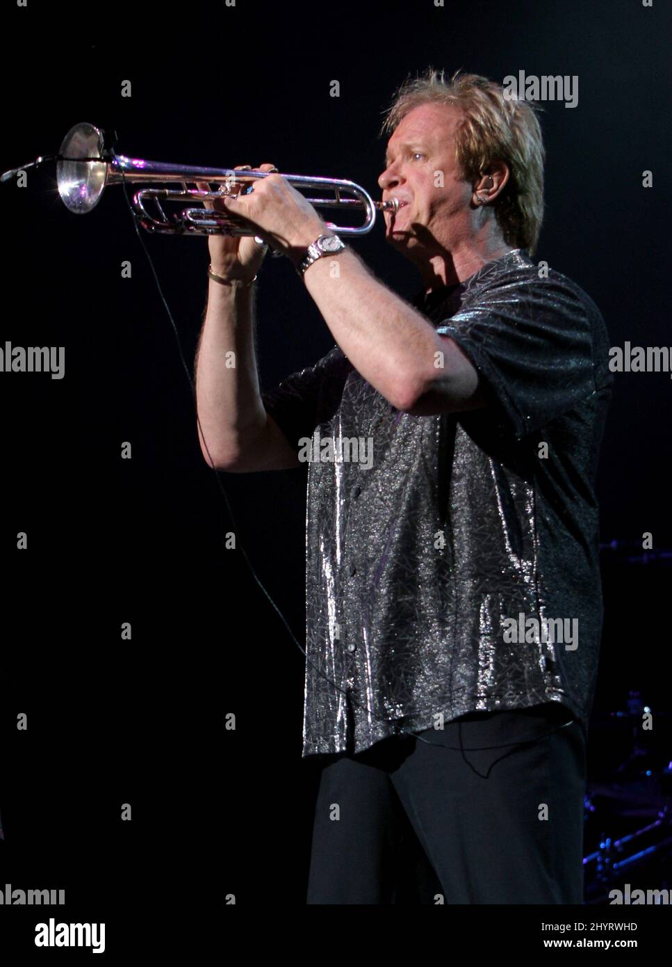 Lee Loughnane von den Doobie Brothers tritt bei der Chicago und Doobie Brothers 2008 Summer Tour auf, die im Bethel Woods Center, New York, stattfindet. Stockfoto