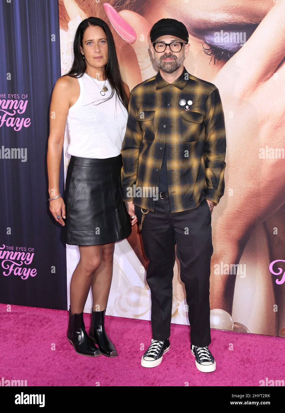 Karin Aebersold und Jay Bakker nahmen an der New Yorker Premiere „The Eyes of Tammy Fay“ Teil, die am 14. September 2021 im SVA Theatre in New York City, NY, stattfand Stockfoto