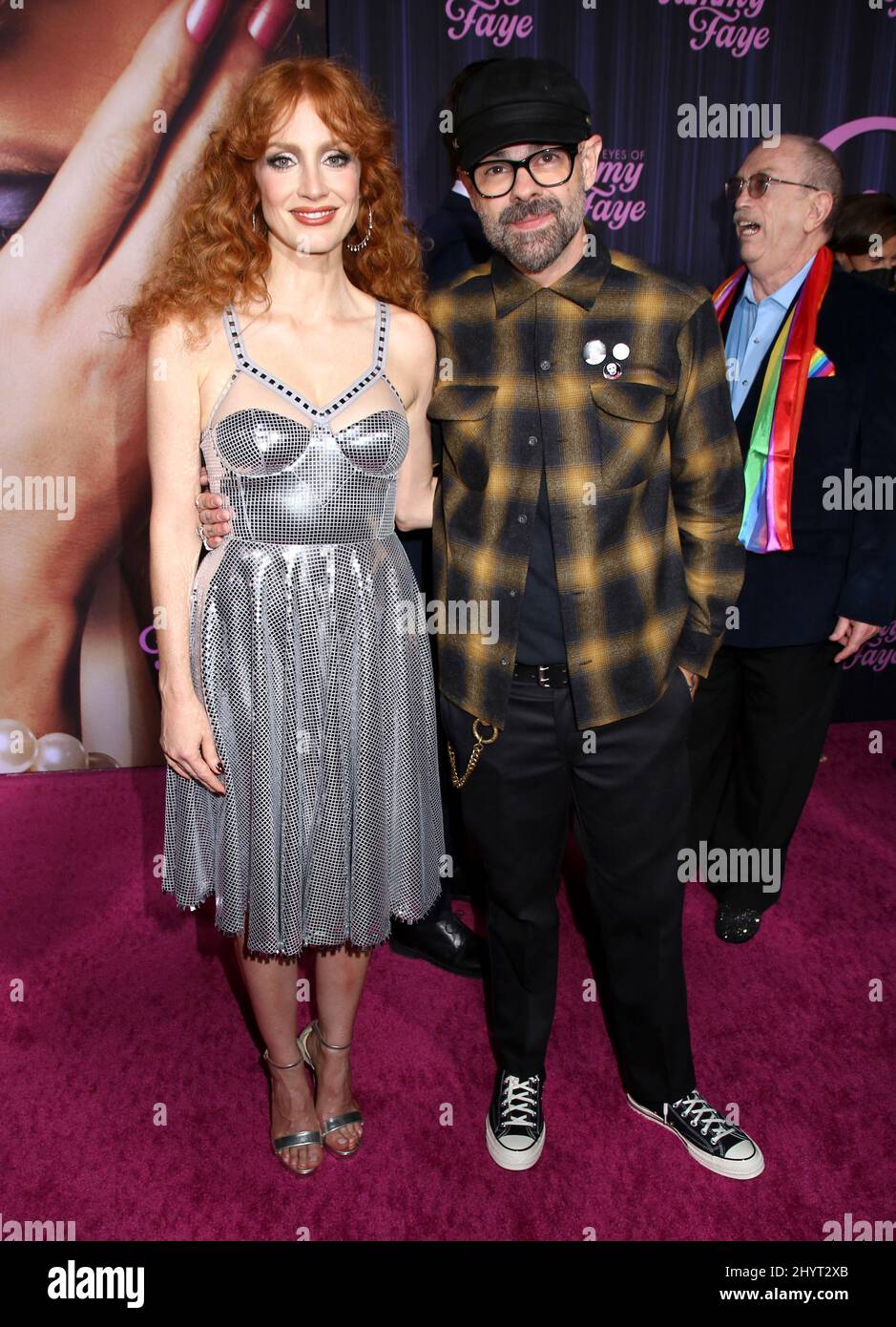 Jessica Chastain und Jay Bakker nahmen an der New Yorker Premiere „The Eyes of Tammy Fay“ Teil, die am 14. September 2021 im SVA Theatre in New York City, NY, stattfand Stockfoto