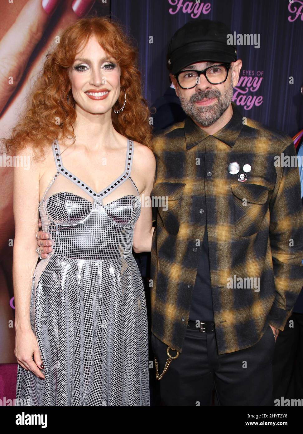 Jessica Chastain und Jay Bakker nahmen an der New Yorker Premiere „The Eyes of Tammy Fay“ Teil, die am 14. September 2021 im SVA Theatre in New York City, NY, stattfand Stockfoto