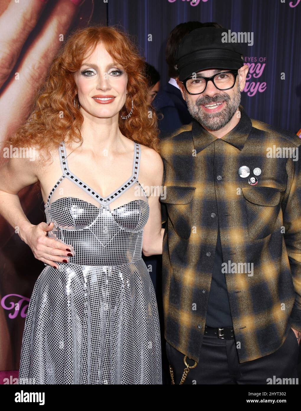 Jessica Chastain und Jay Bakker nahmen an der New Yorker Premiere „The Eyes of Tammy Fay“ Teil, die am 14. September 2021 im SVA Theatre in New York City, NY, stattfand Stockfoto