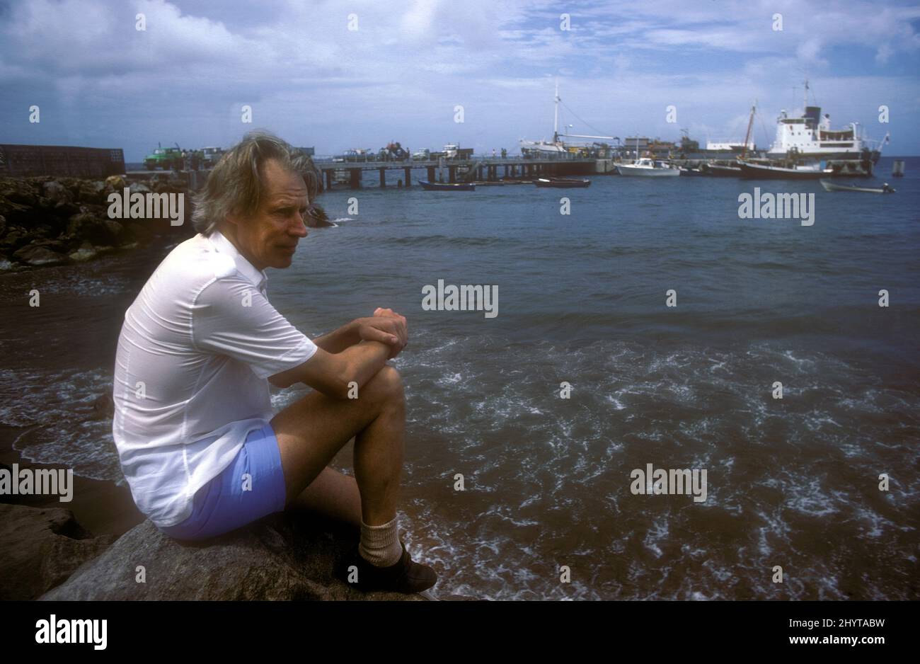 Sir George Martin bei den Air Studios Montseratt West Indies 1979 Stockfoto